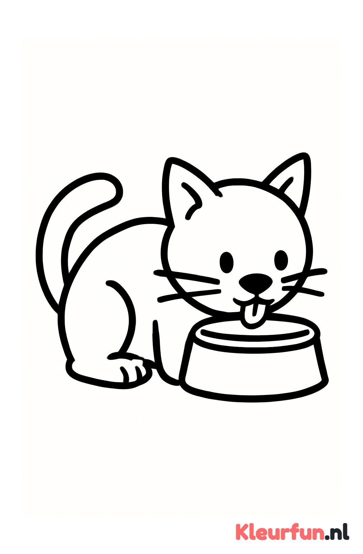 Kat eet uit voerbak
