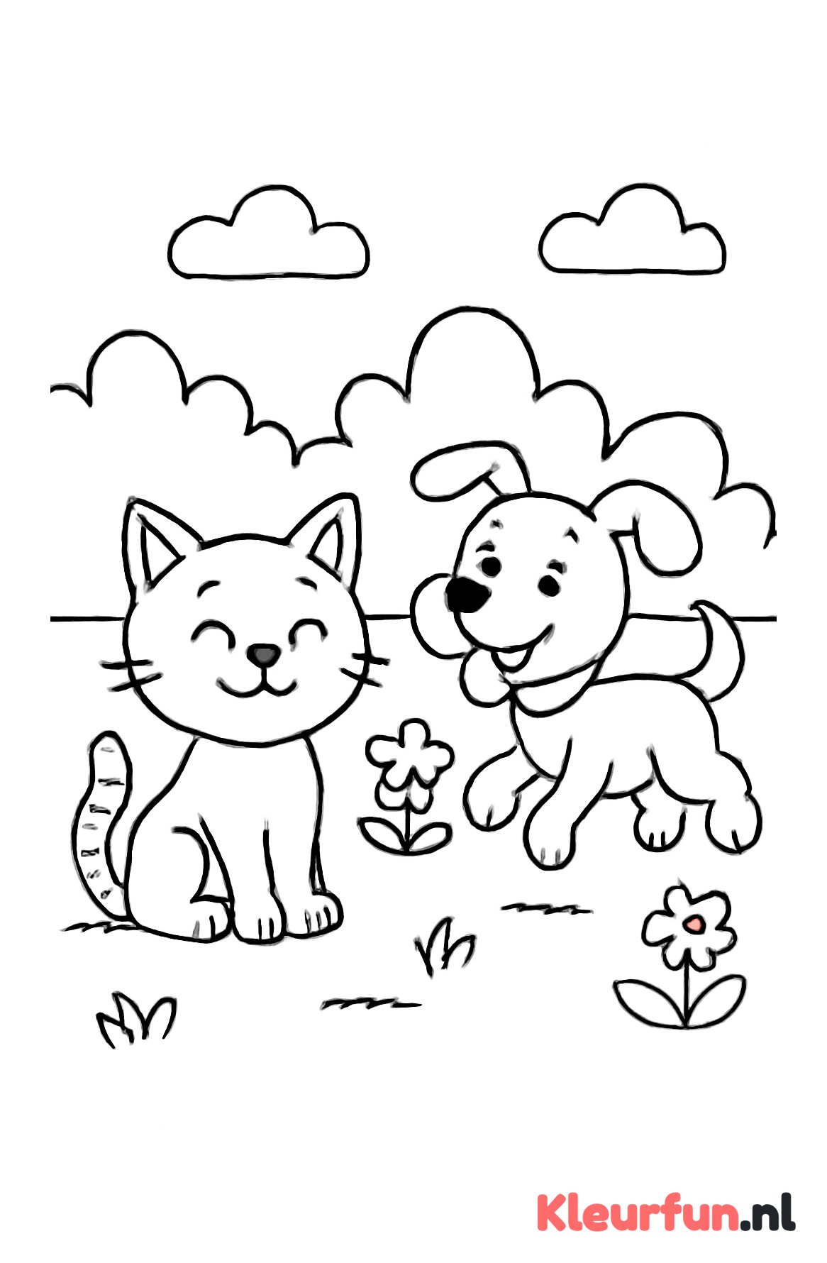 Kat en Hond in de Tuin
