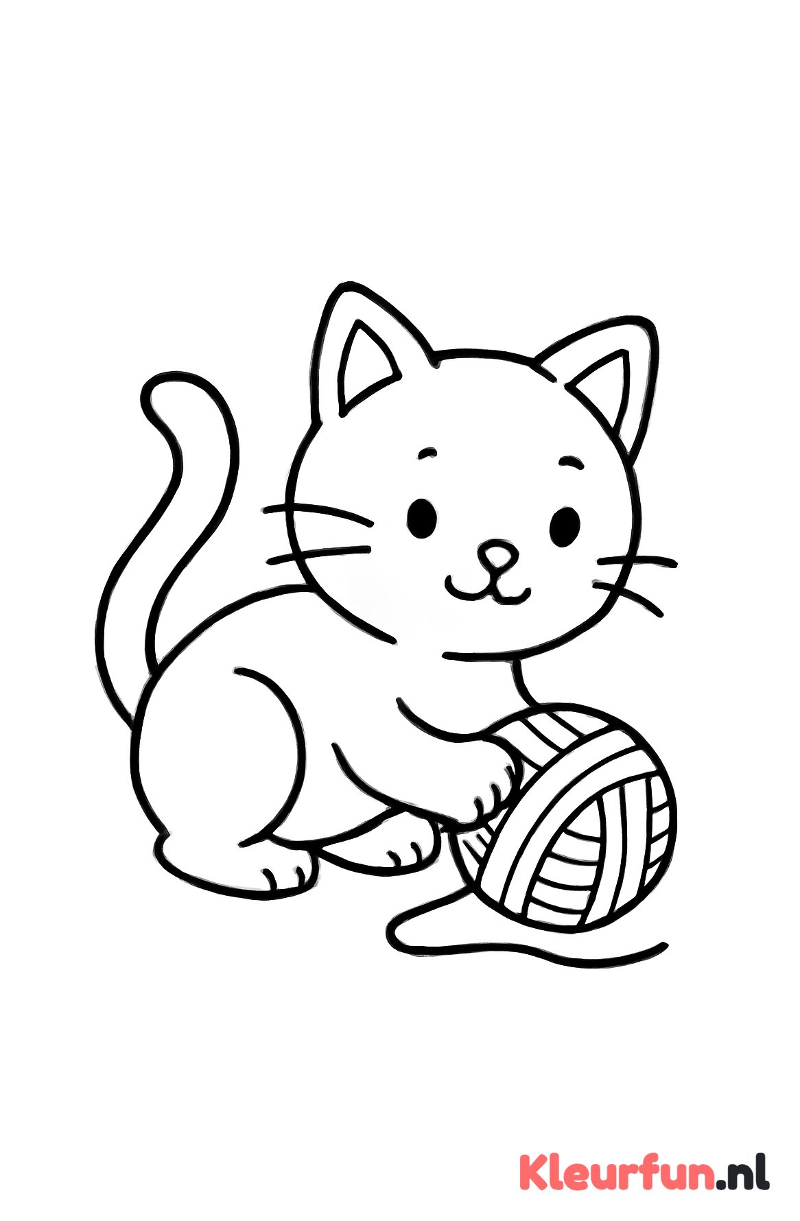 Kat speelt met bol wol