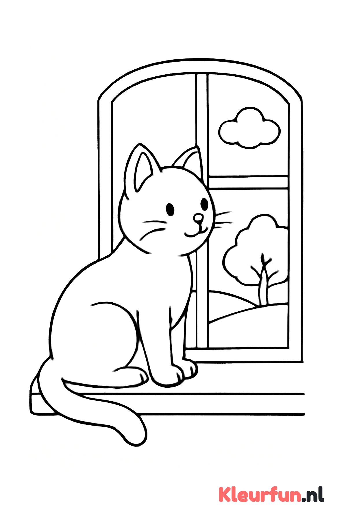 Kat op vensterbank