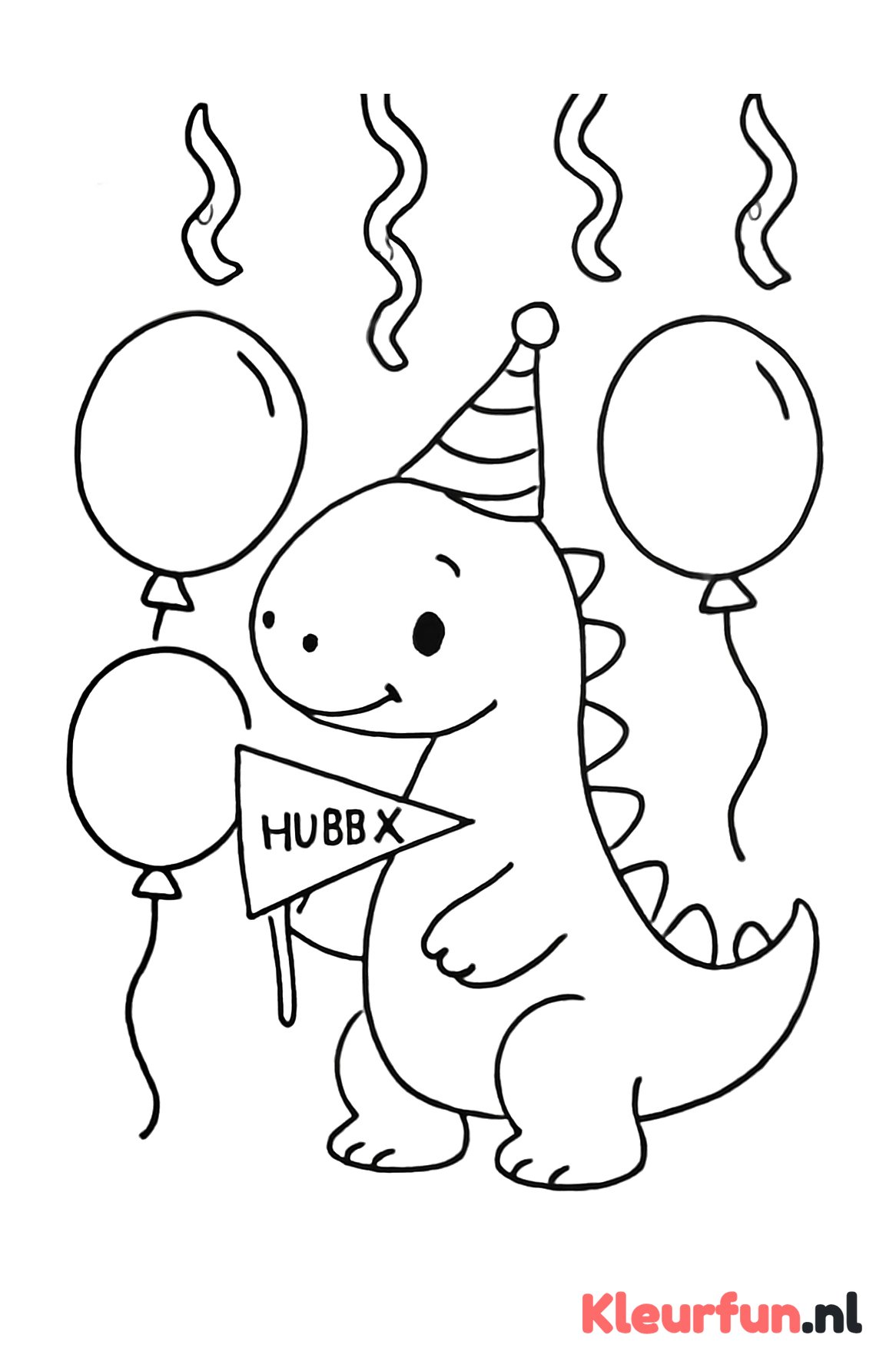 Kleine dino met ballonnen