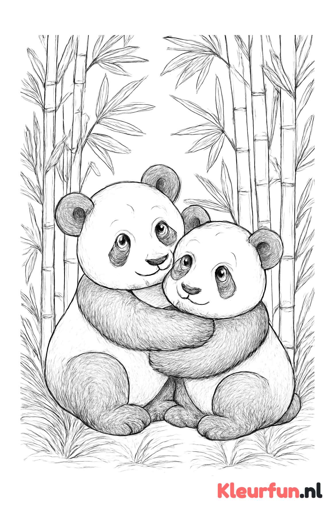 Knuffelende Panda's in een Bamboebos