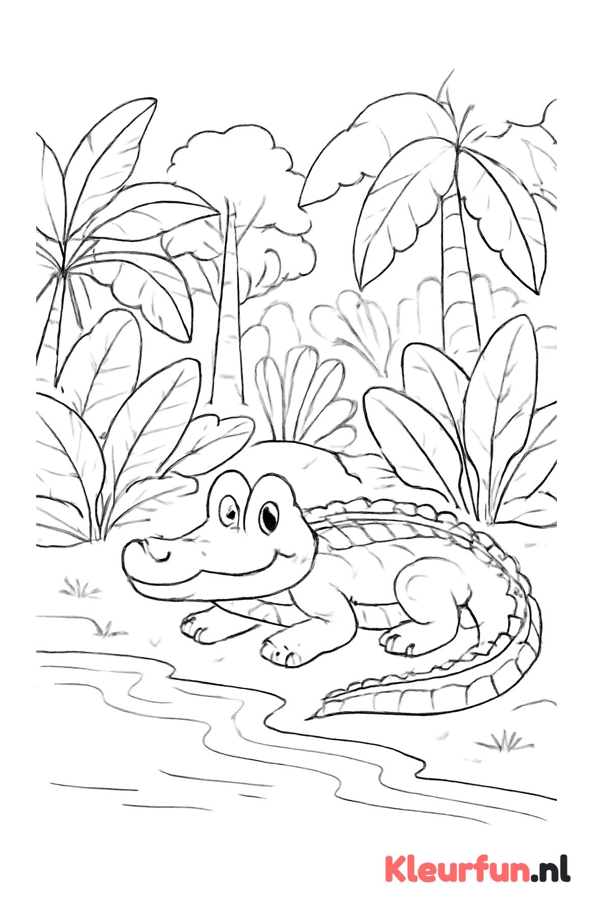 Krokodil in de jungle