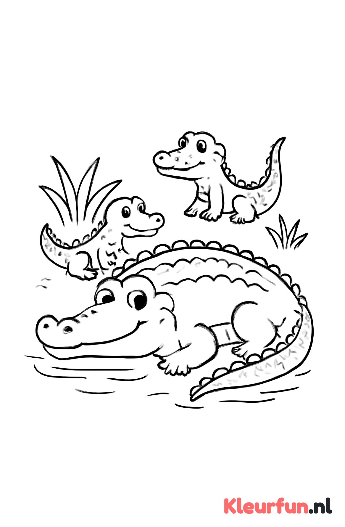 Krokodil met haar kleintjes