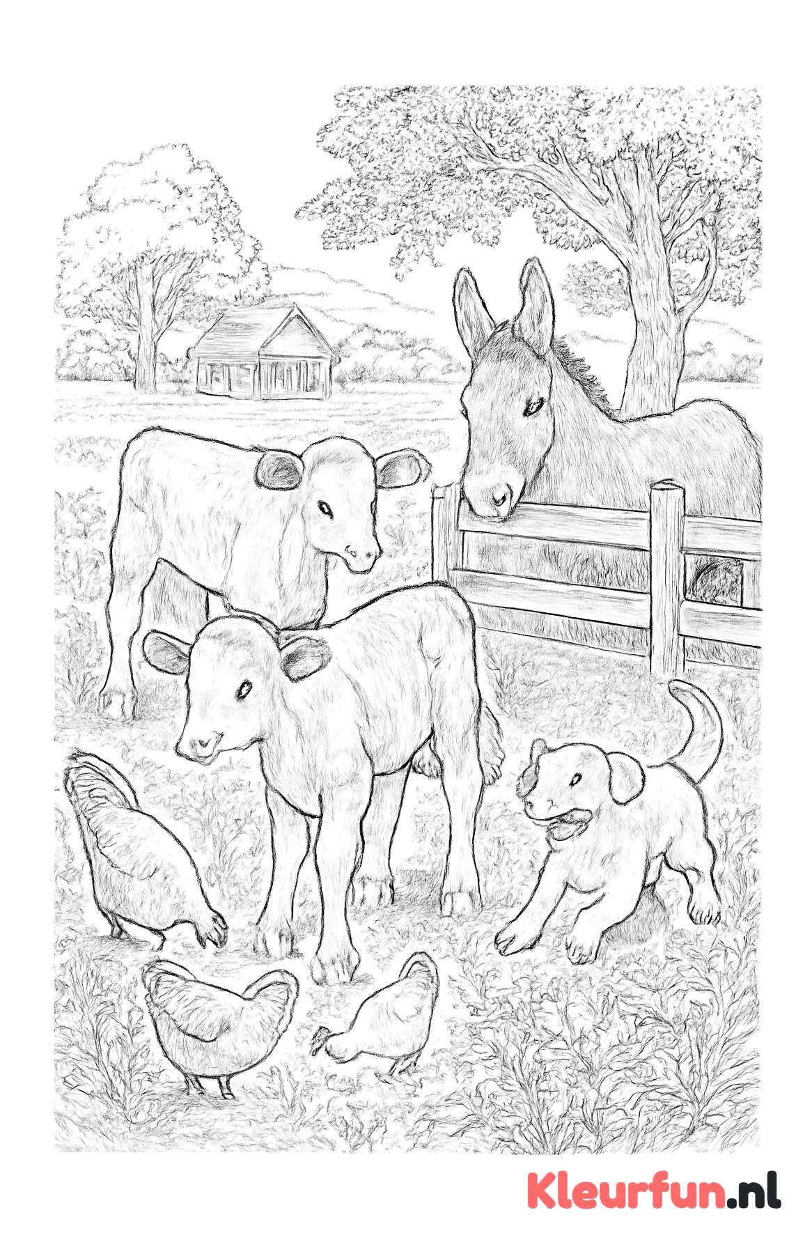 Levendige boerderijweide met diverse boerderijdieren