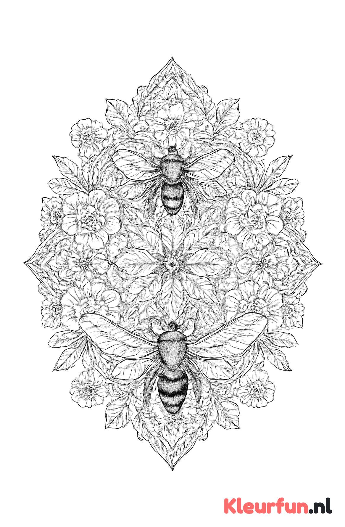 Mandala met bijen en bloemen