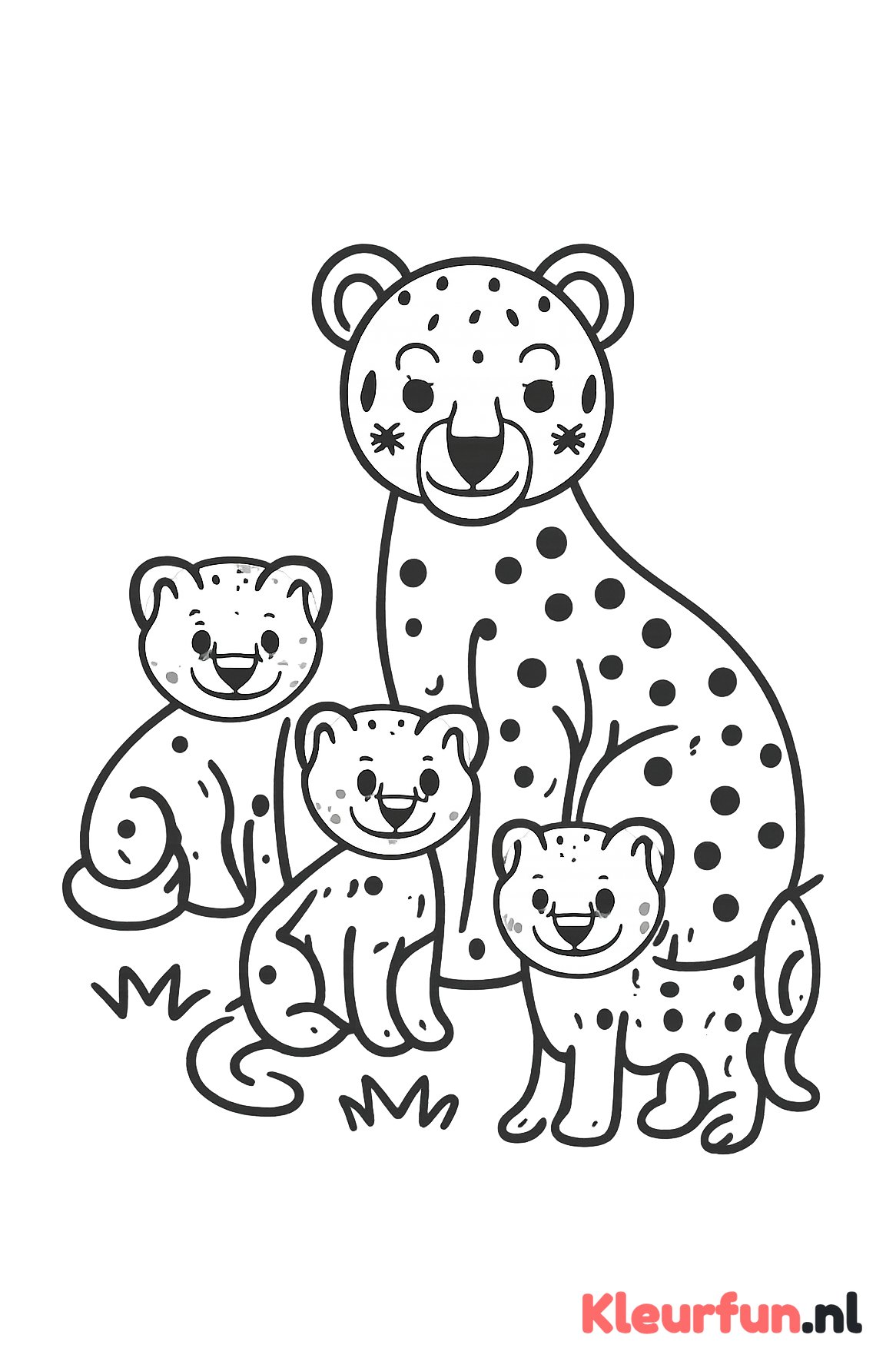 Moeder cheetah met welpjes
