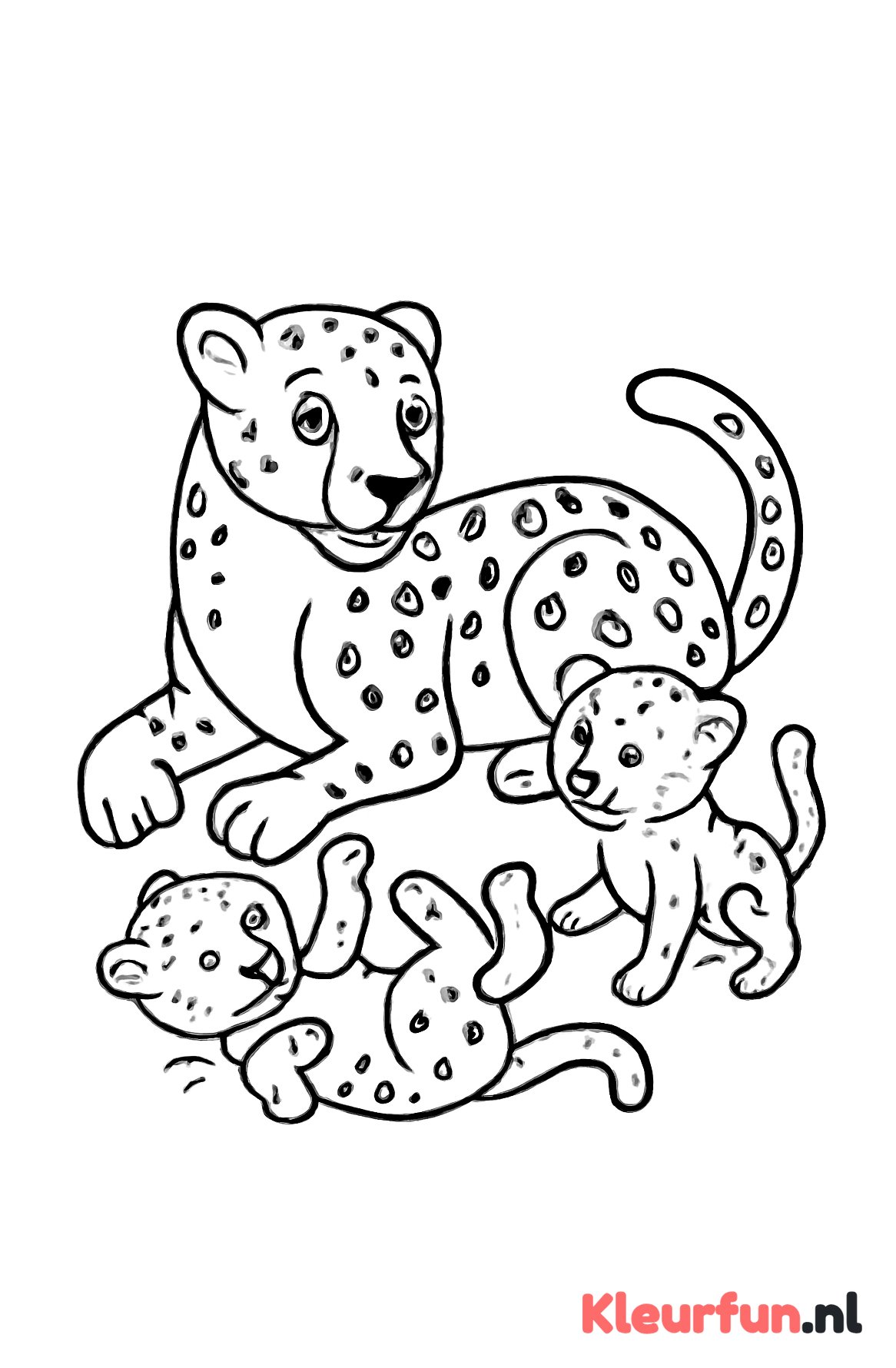 Moeder cheetah met jonkies