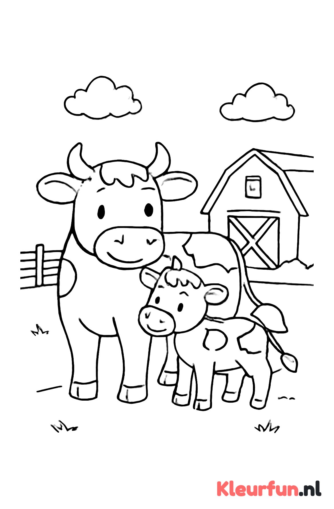 Moederkoe met kalf op de boerderij