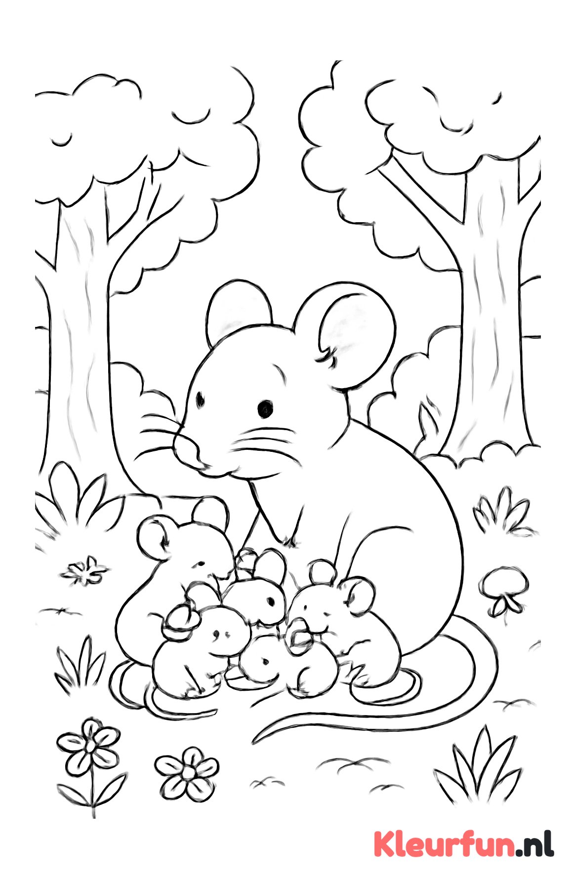 Moedermuis met haar kleintjes