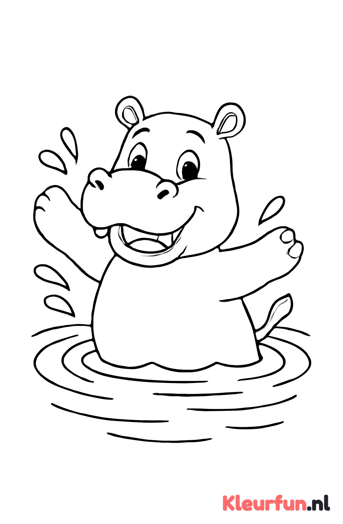 Nijlpaard spelend in het water