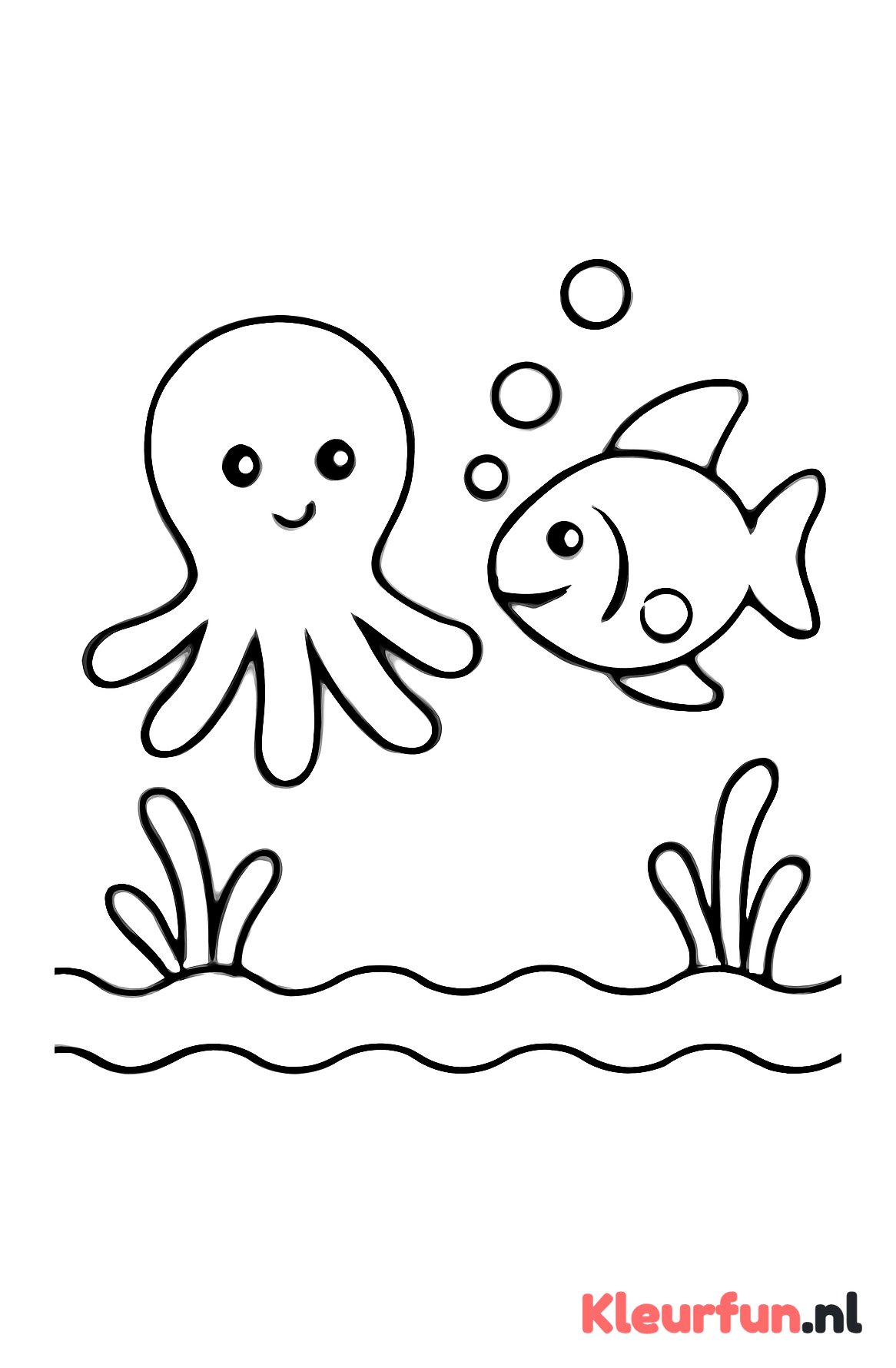 Octopus en vis in de zee