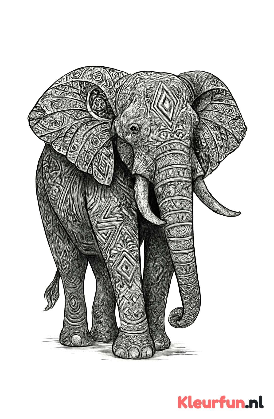 Olifant met geometrische patronen