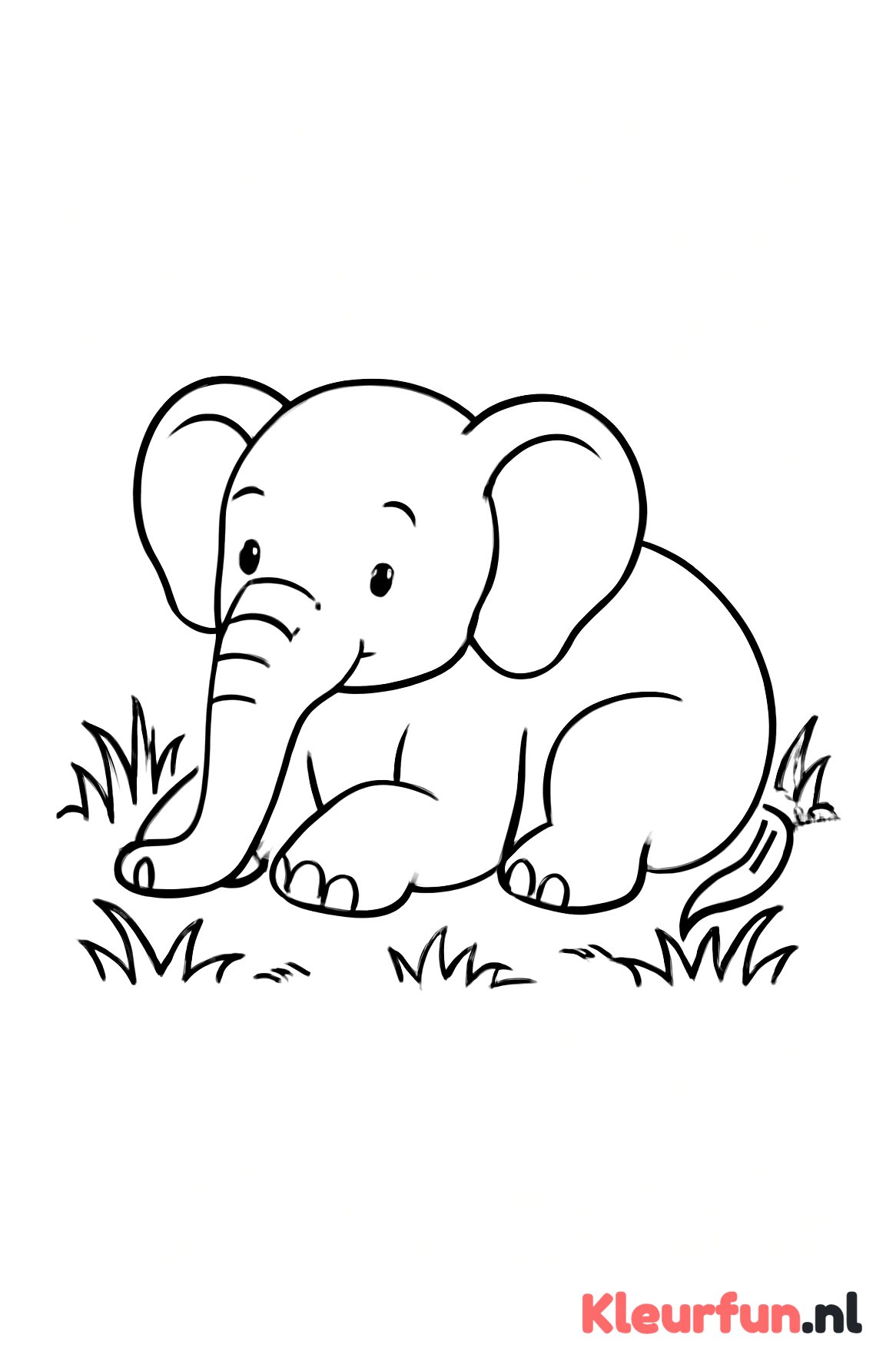 Rustende olifant in het gras
