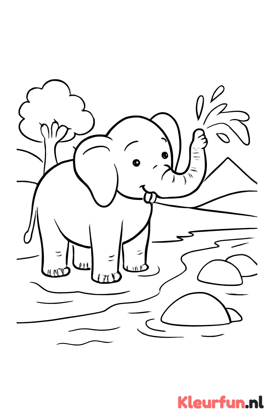 Olifant spuit water