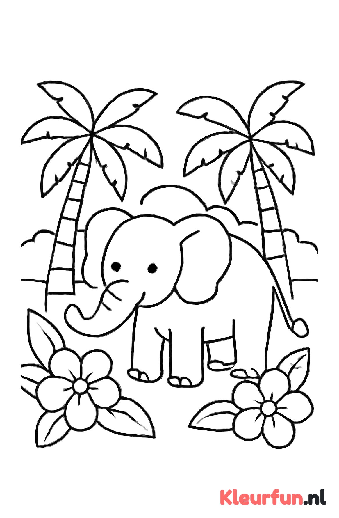 Olifant met tropische achtergrond