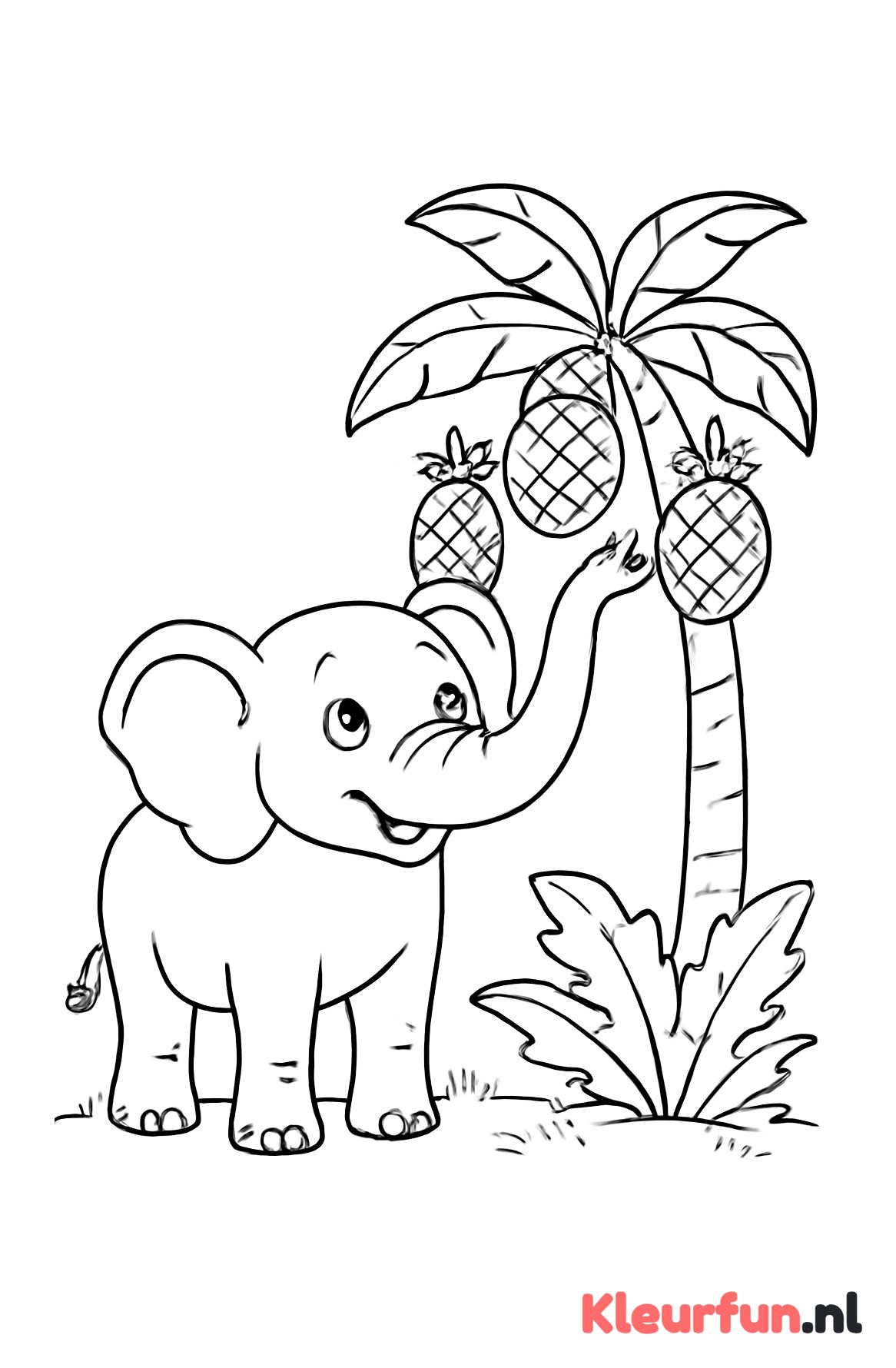 Olifant bij tropische fruitboom