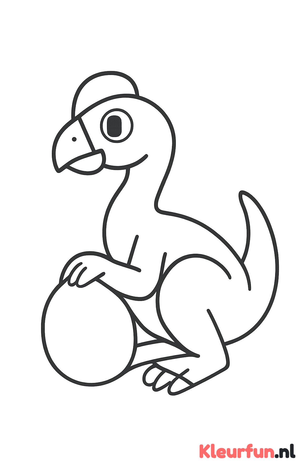 Oviraptor past op ei