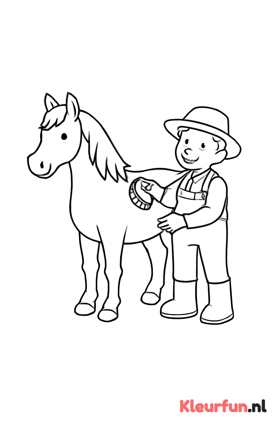 Paard wordt geborsteld