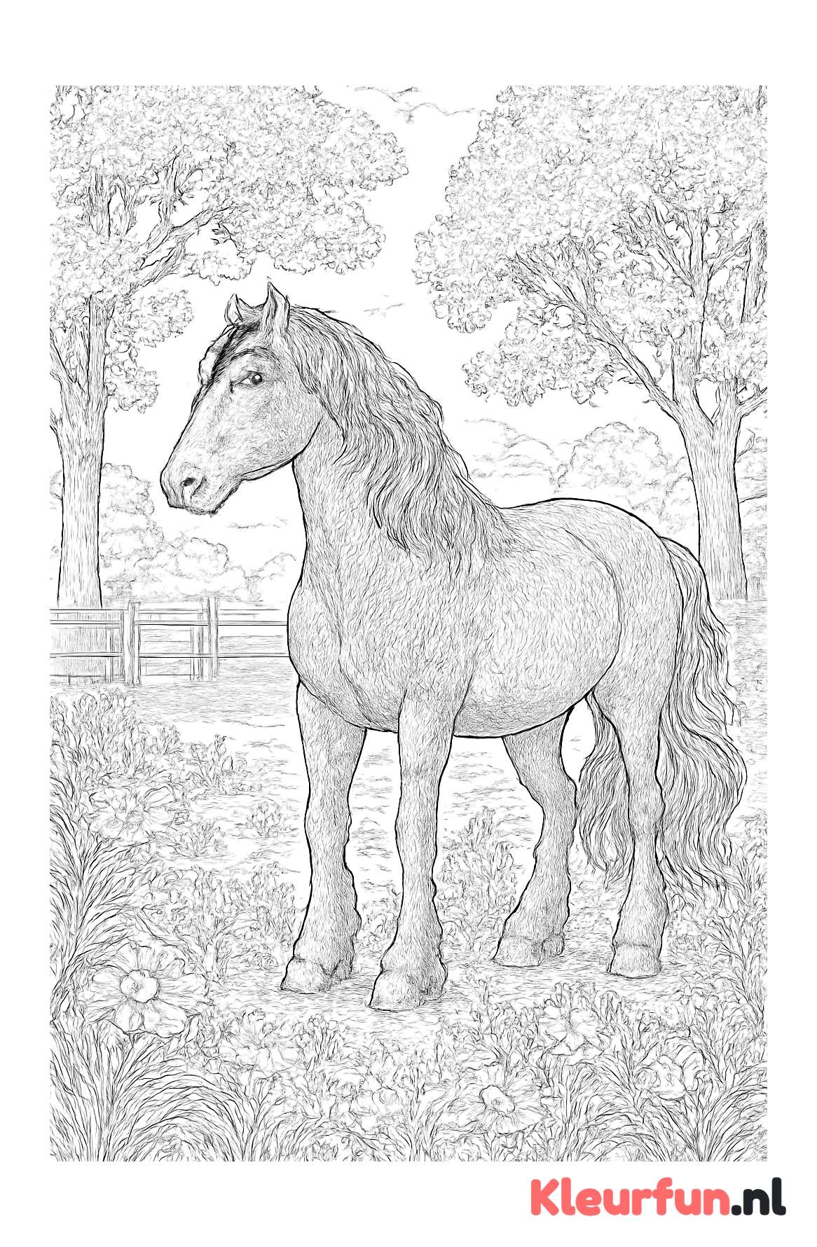 Majestueus paard in weiland