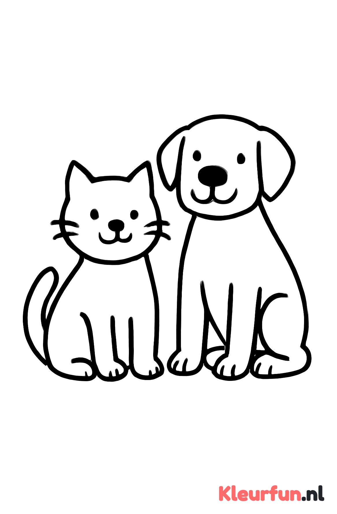 Poes en hond naast elkaar