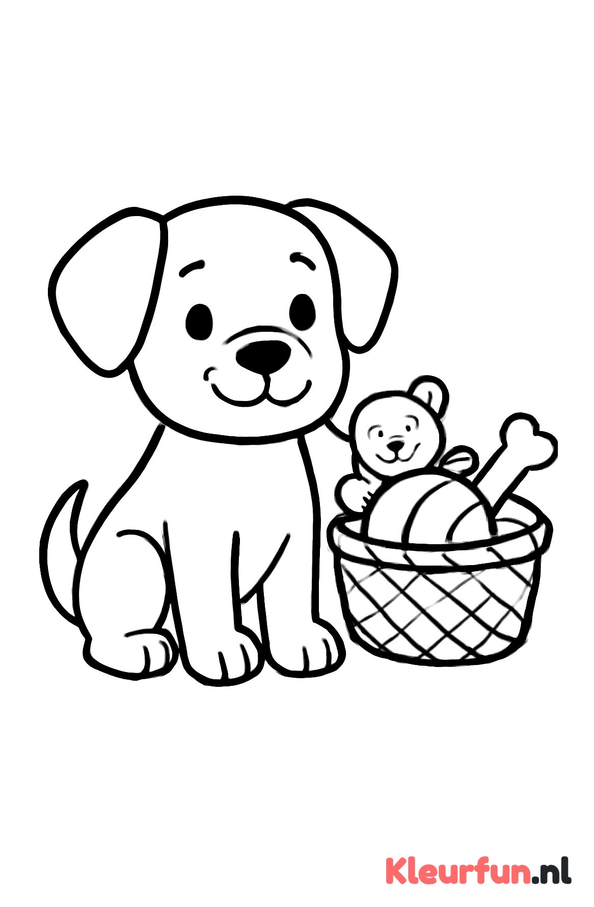 Puppy bij Speelgoedmand