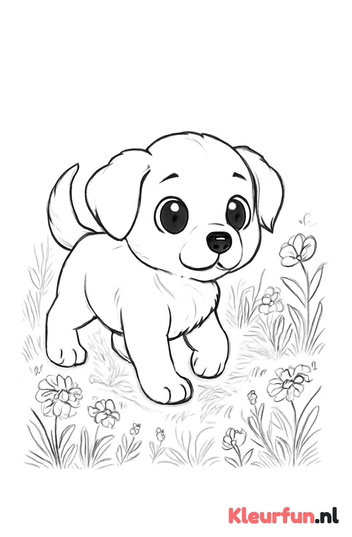 Puppy buiten voor het eerst