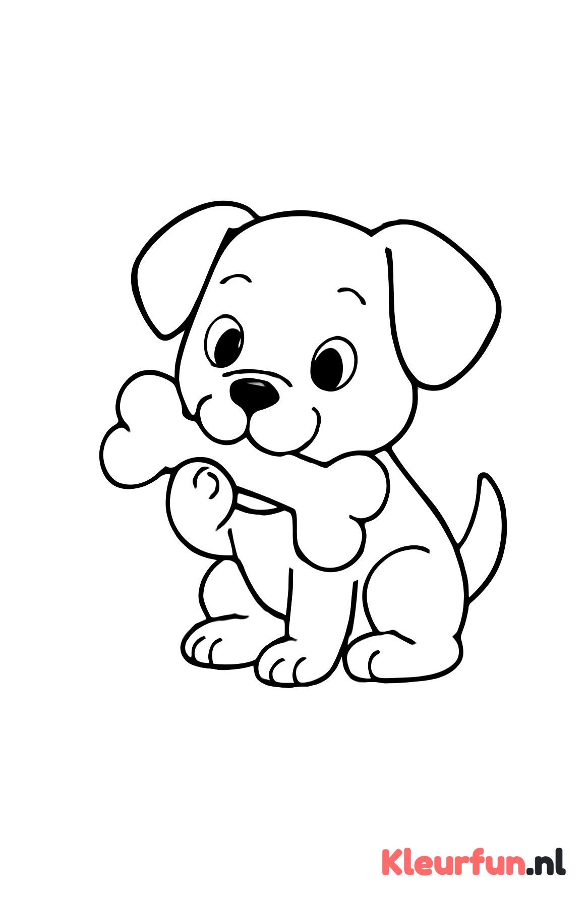 Puppy Kauwt op Bot