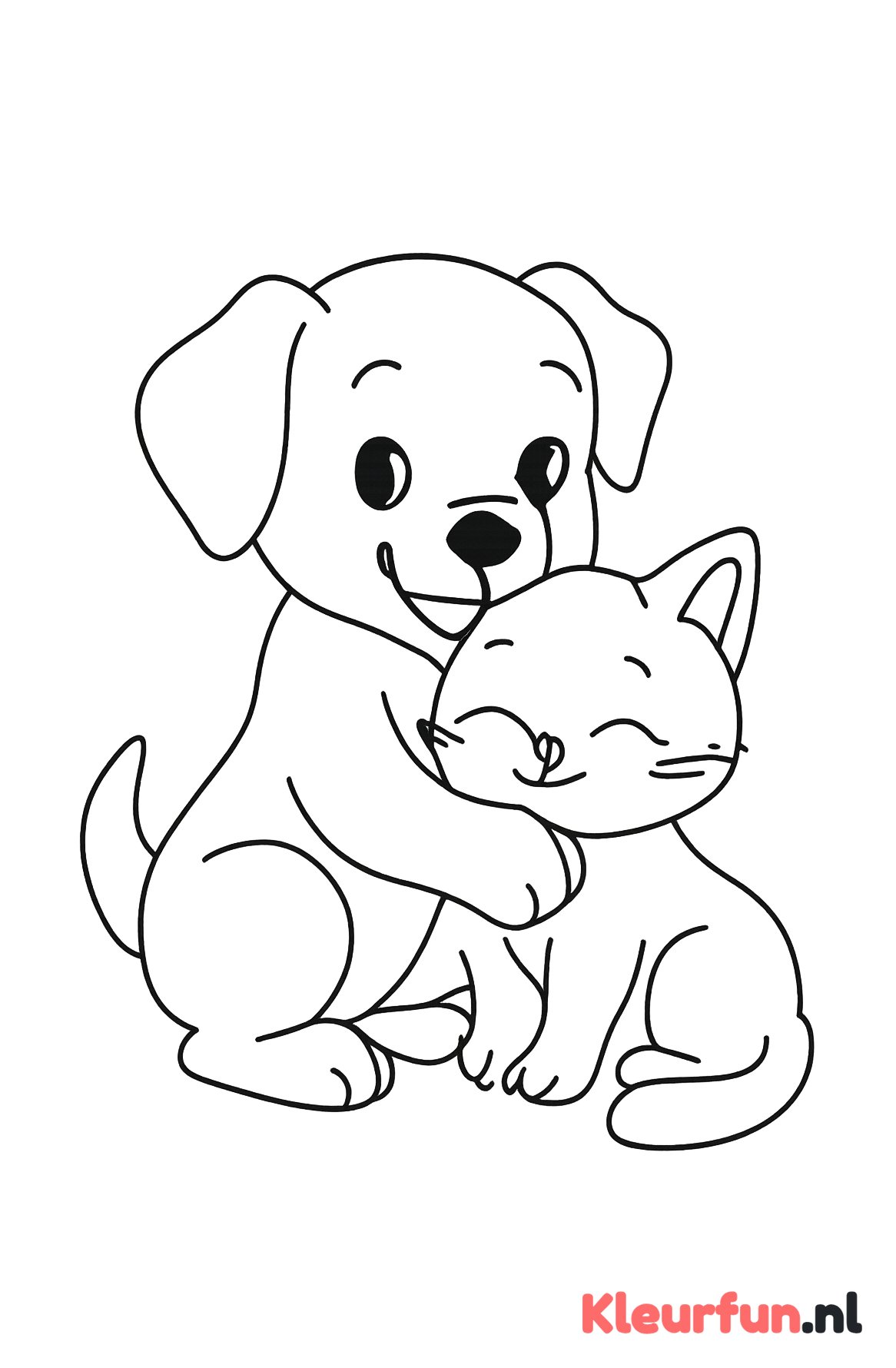 Puppy knuffelt kitten