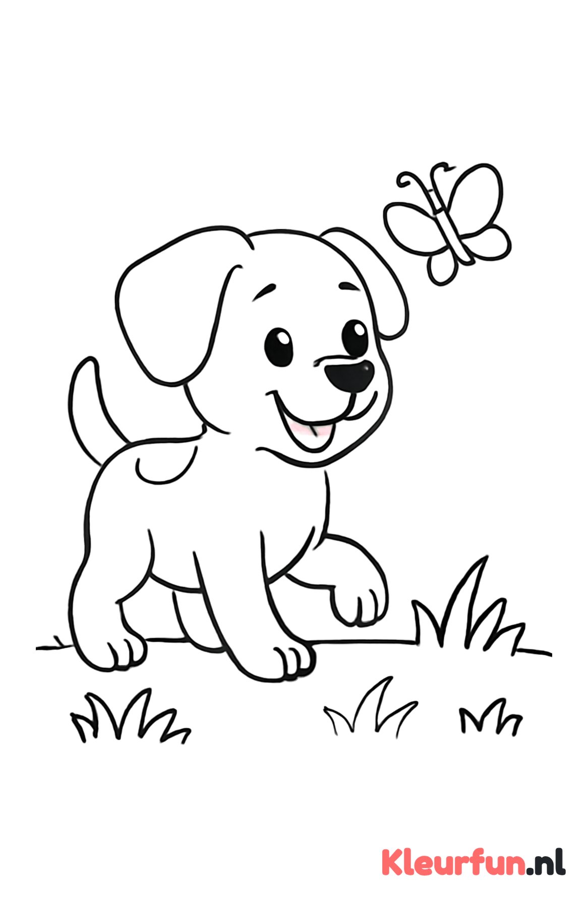 Puppy met vlinder