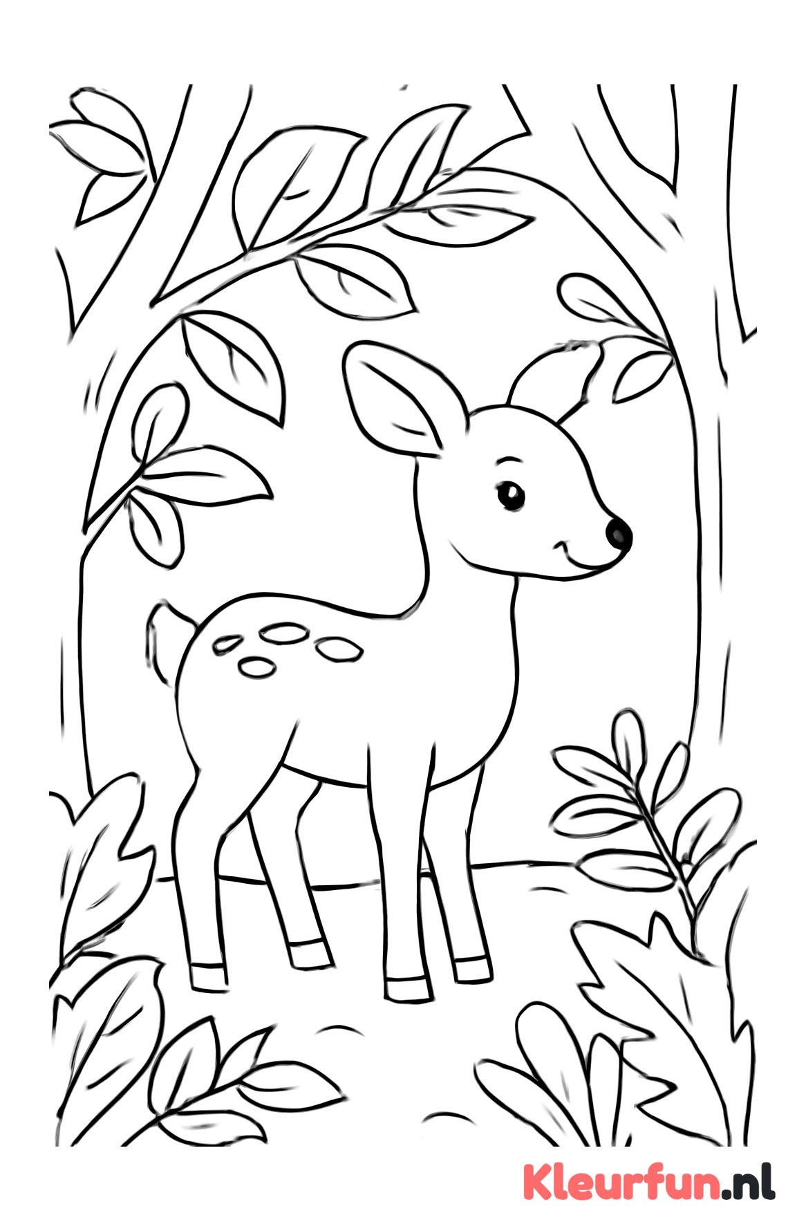 Rustige ree in het bos