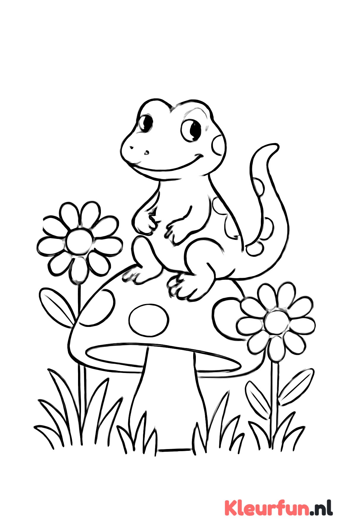 Salamander op de paddenstoel