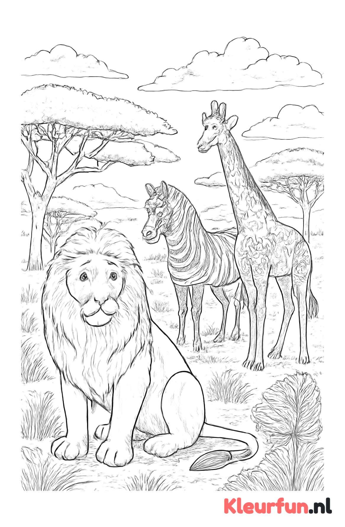 Savanne met meerdere wilde dieren