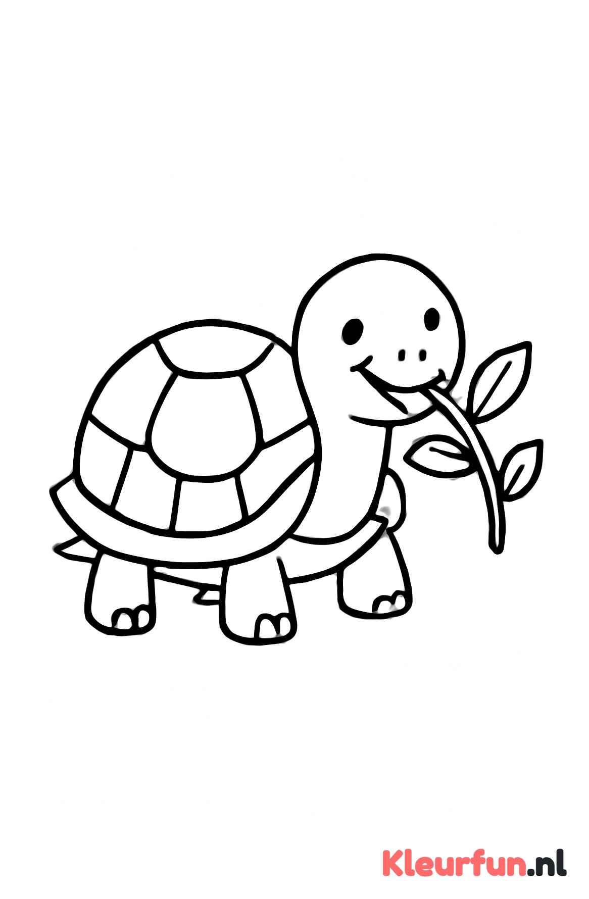 Schildpad eet bladeren
