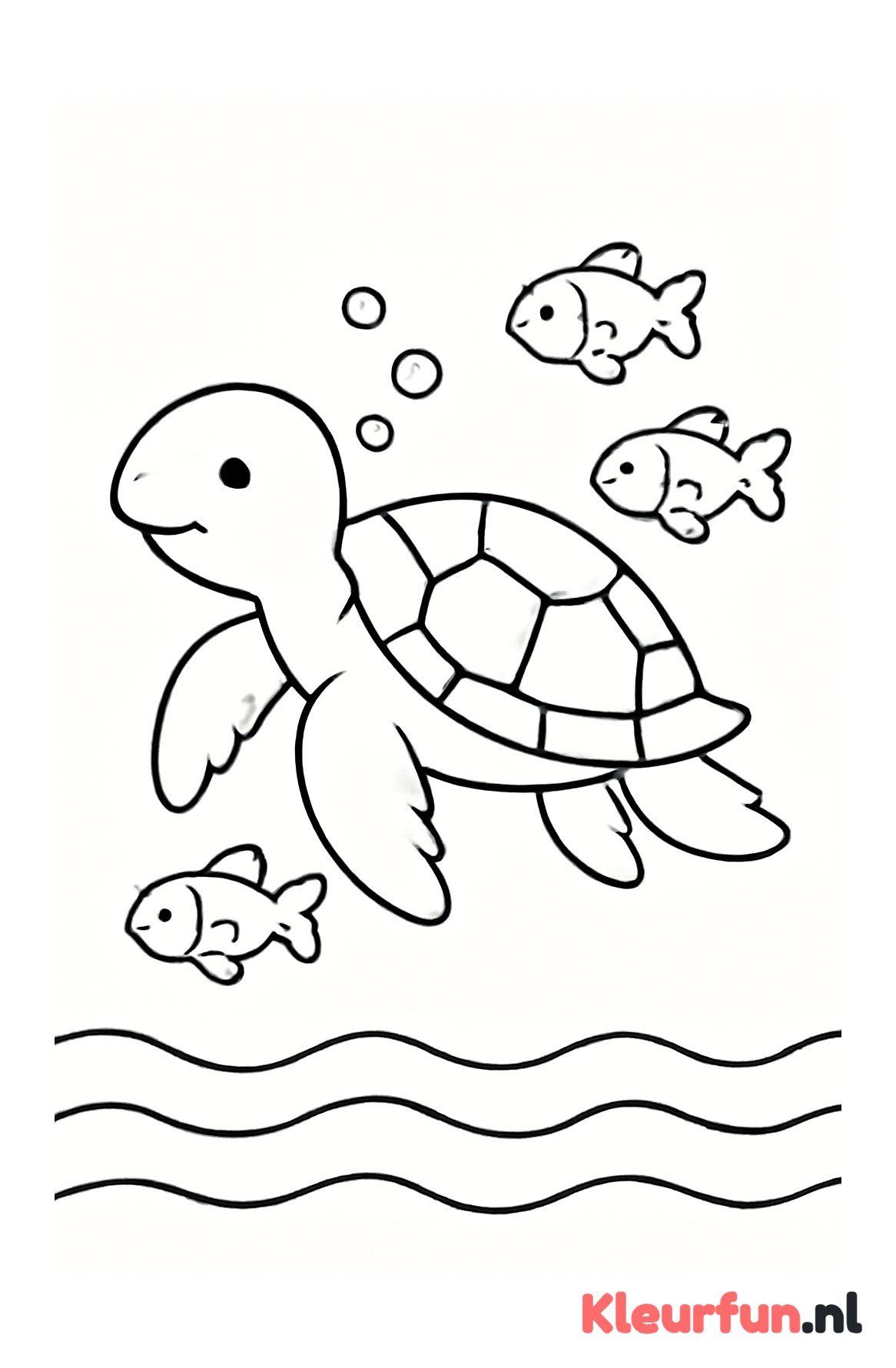 Zeeschildpad en vissen zwemmen samen