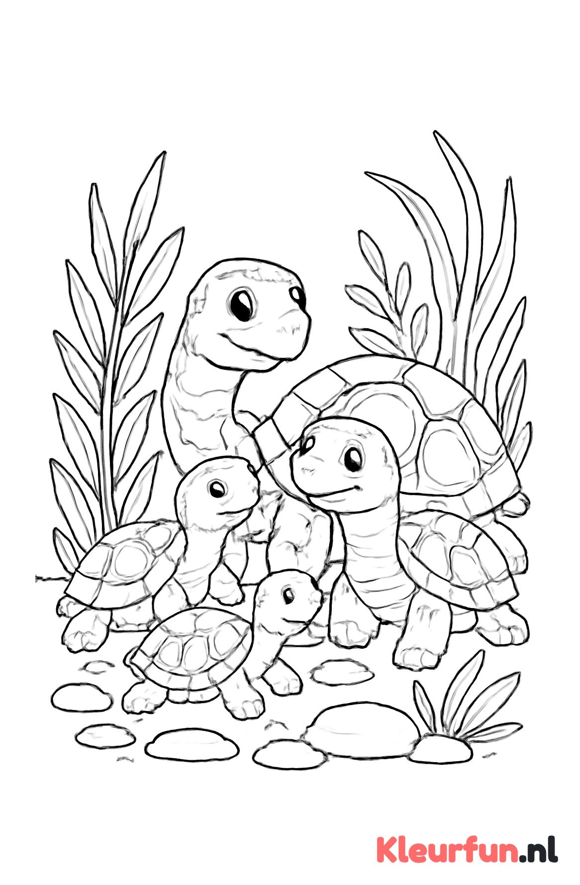 Schildpad familie in water