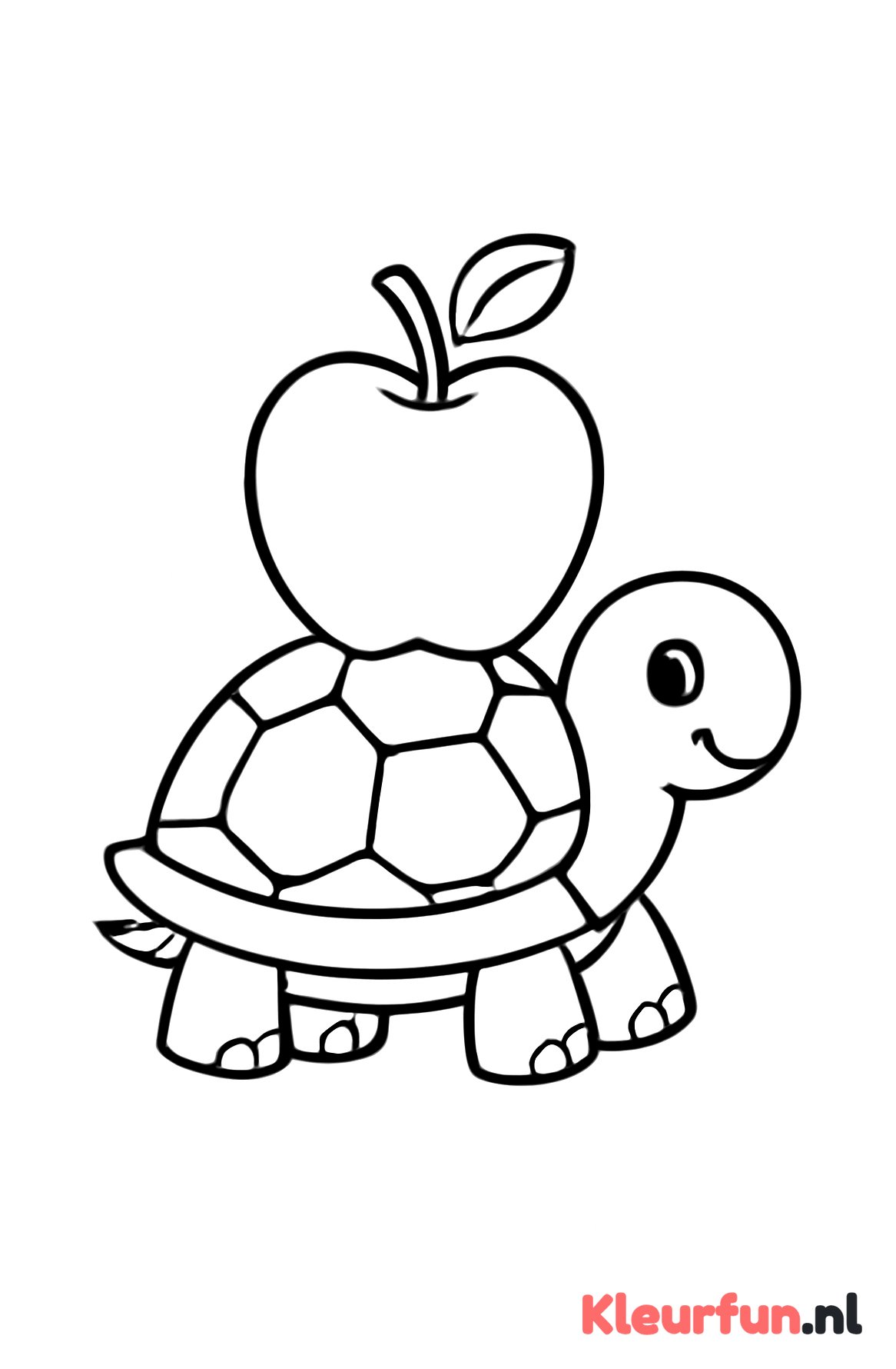 Schildpad met appel op schild