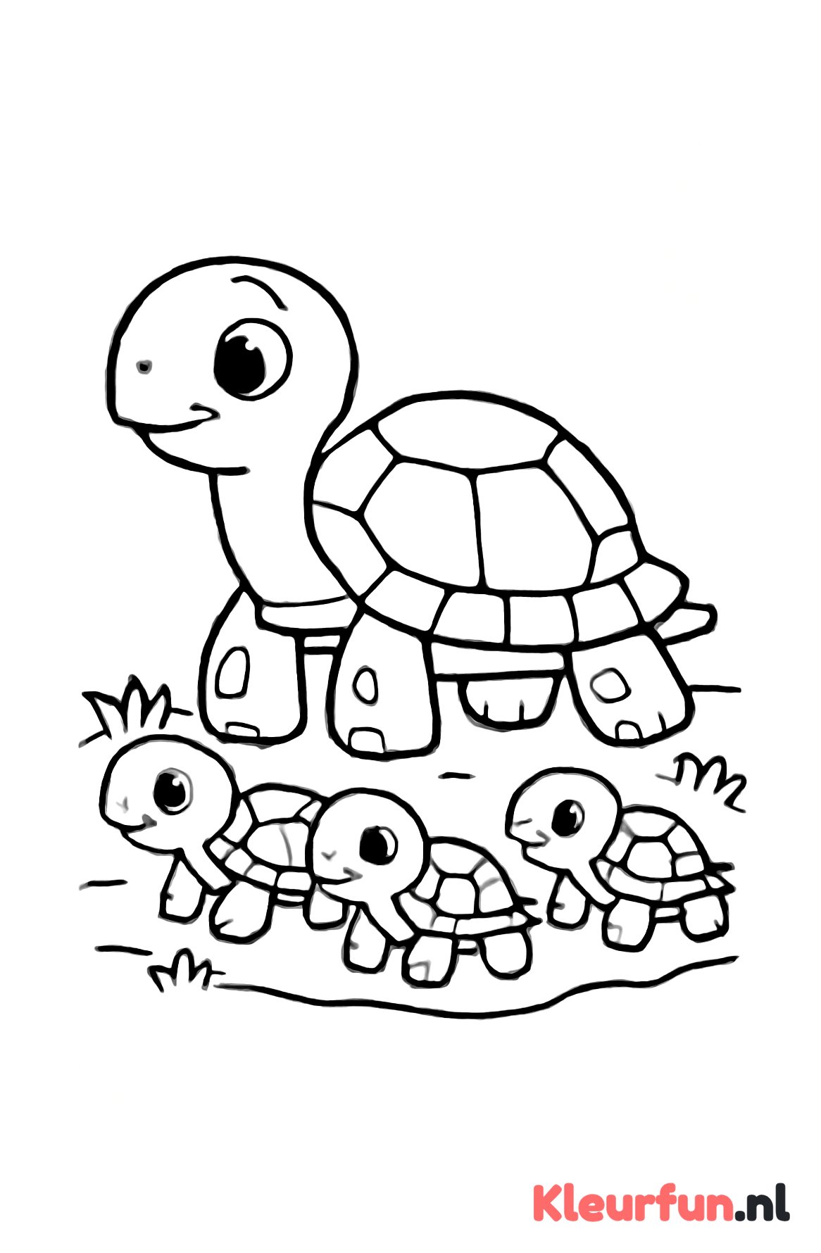 Schildpad met jongere schildpadjes