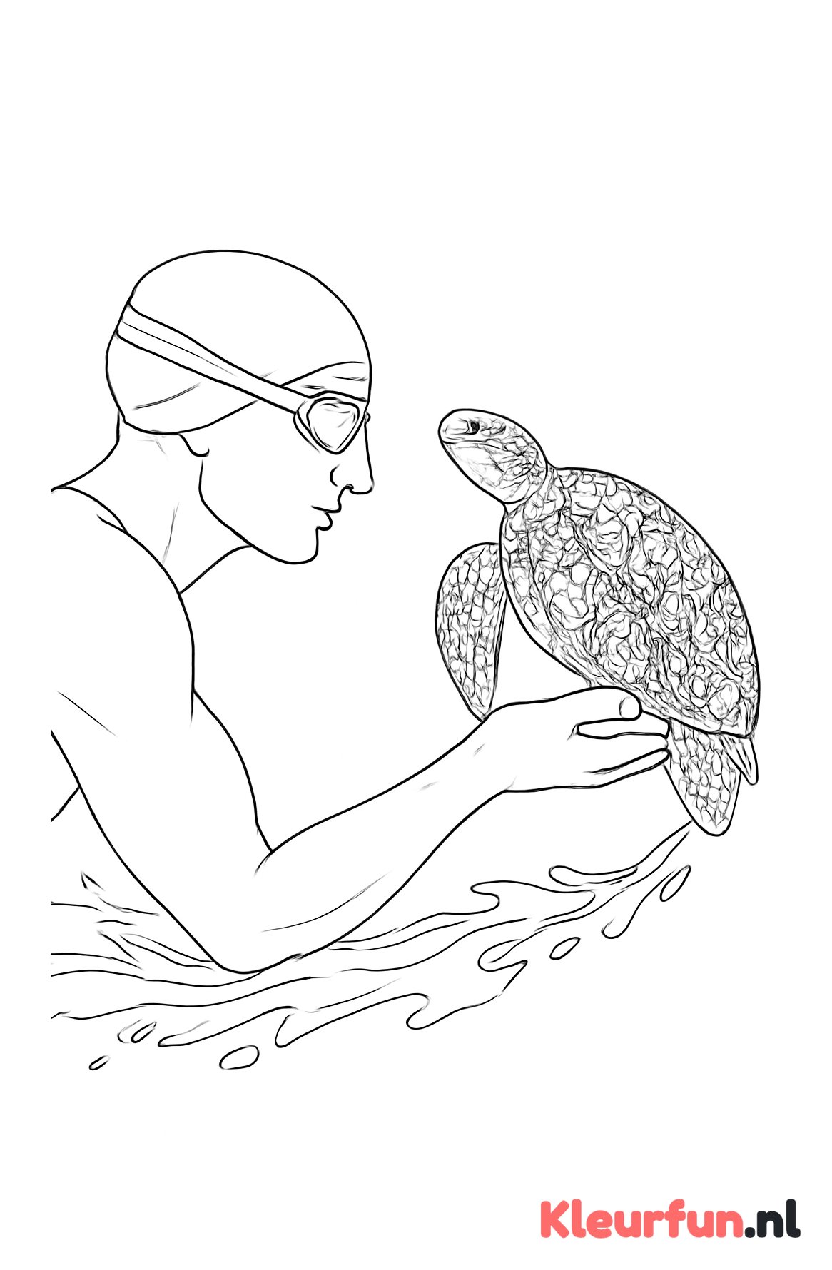 Schildpad met motieven en zwemmer