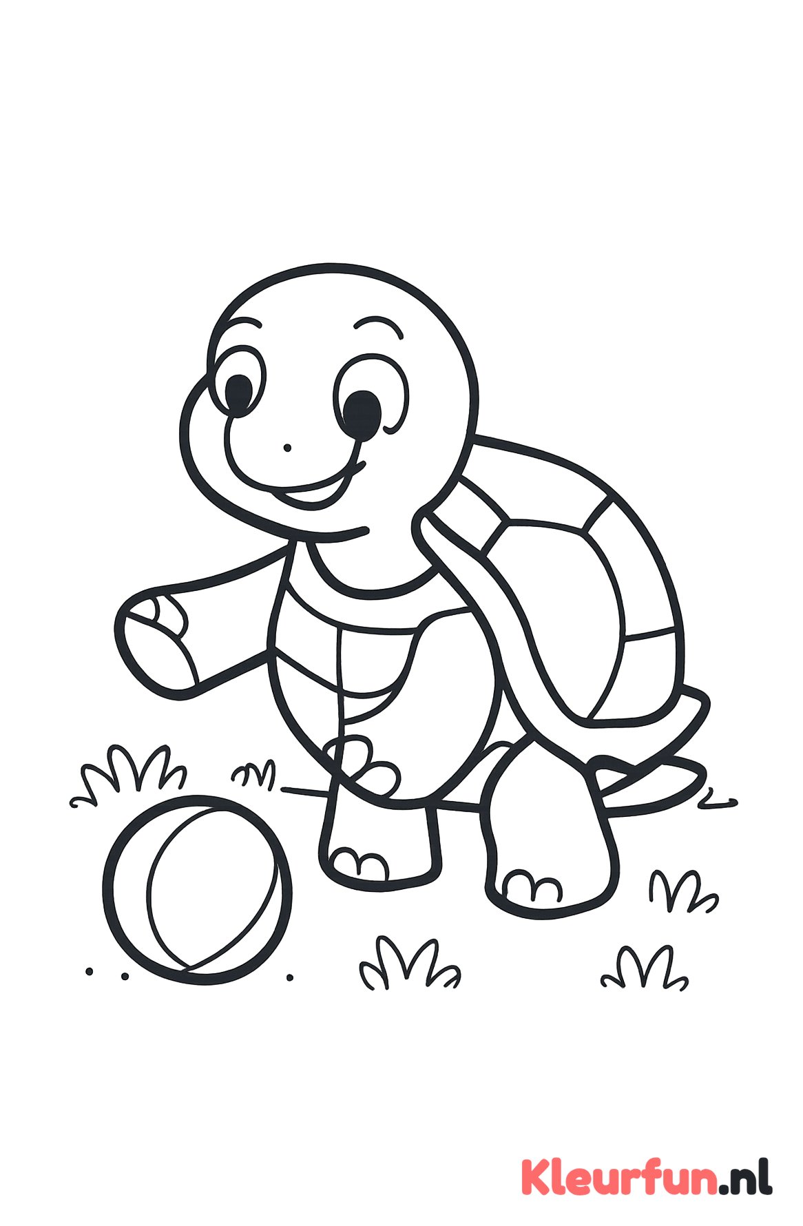 Vrolijke schildpad speelt met bal