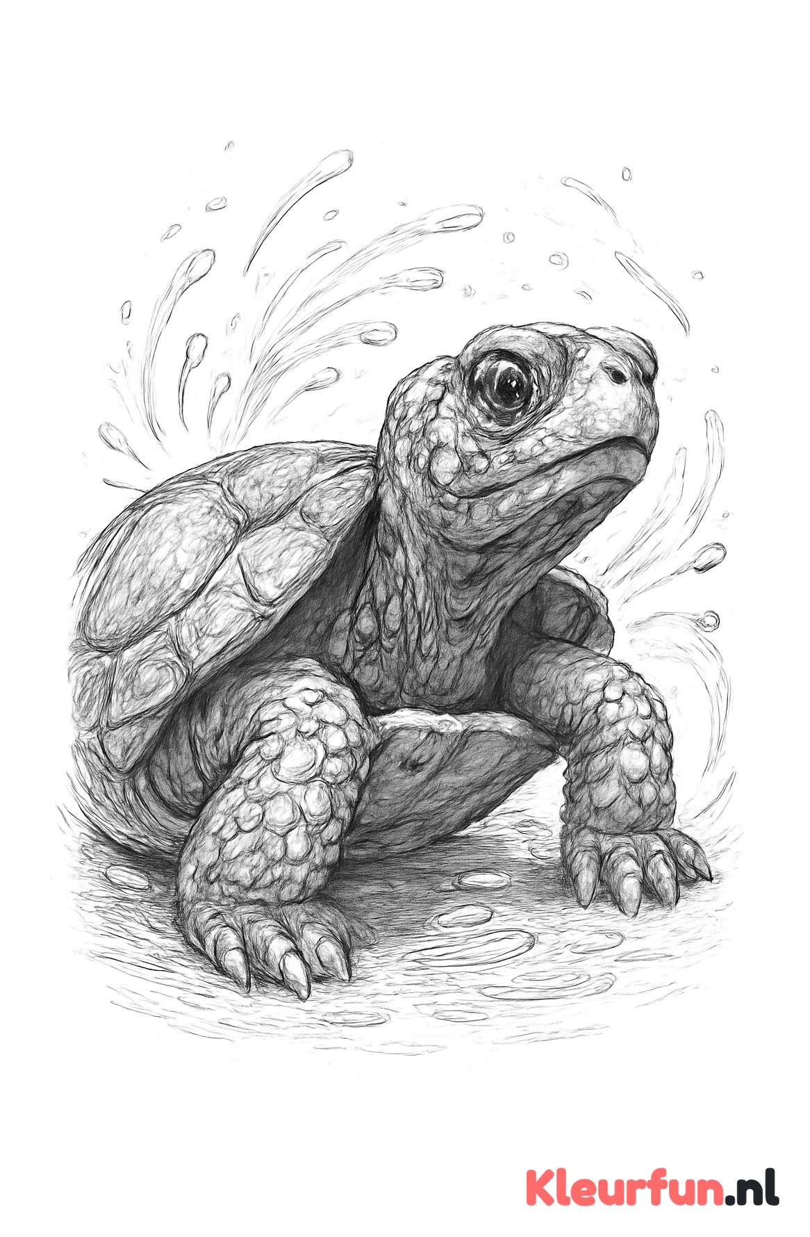 Schildpad die uit zijn schild kijkt
