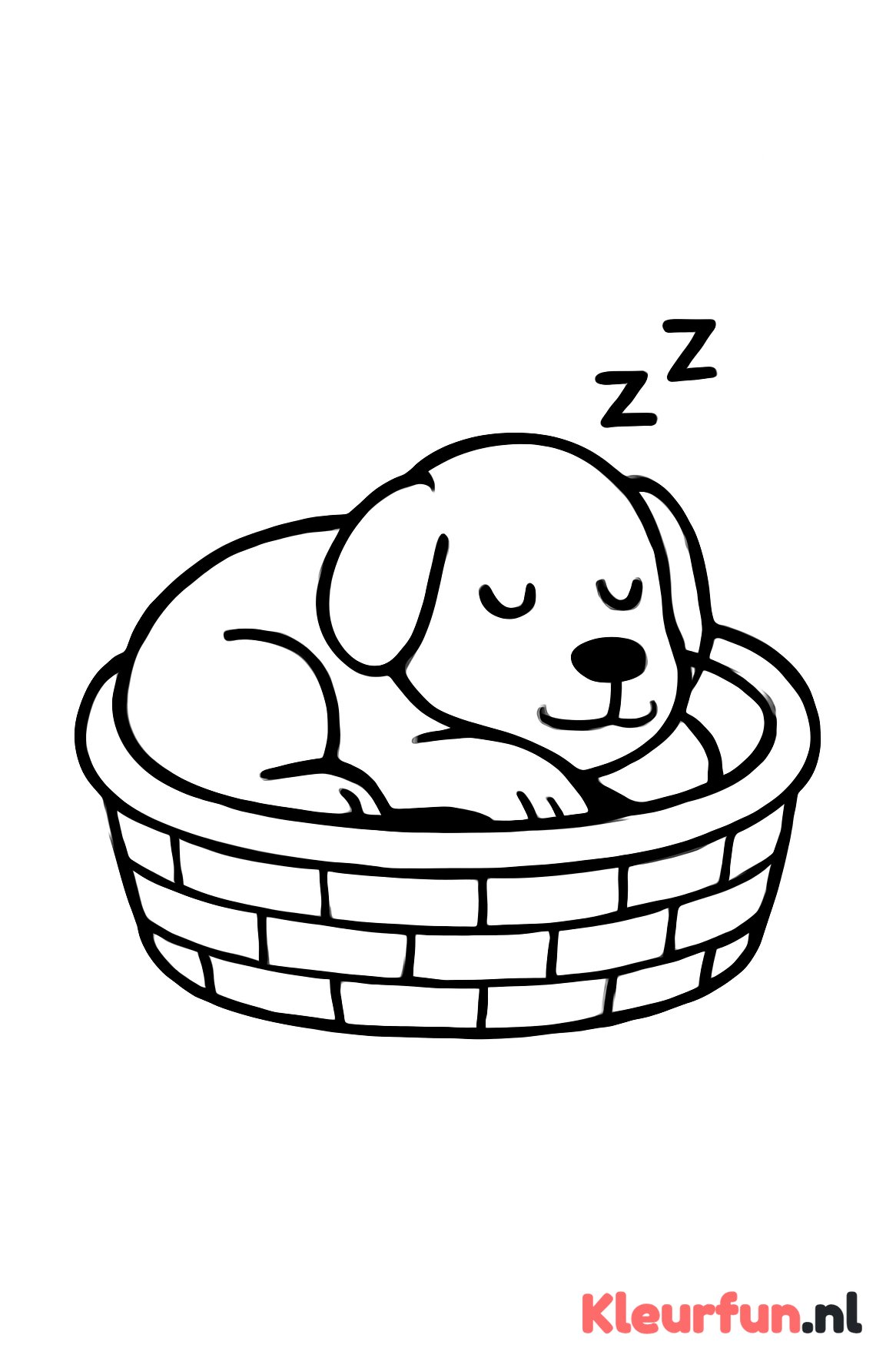 Slaapzame hond in mand