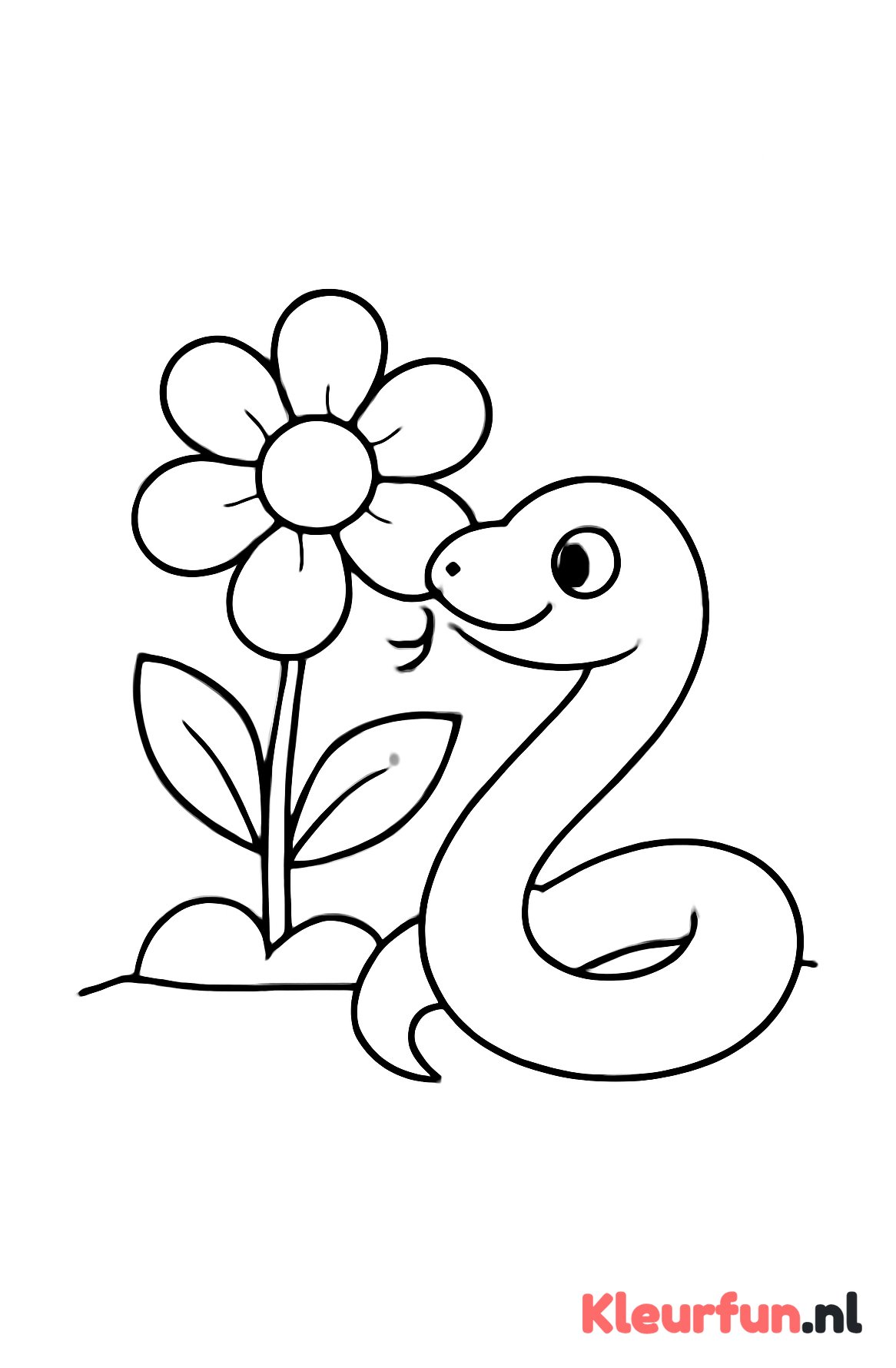 Slang bij grote bloem