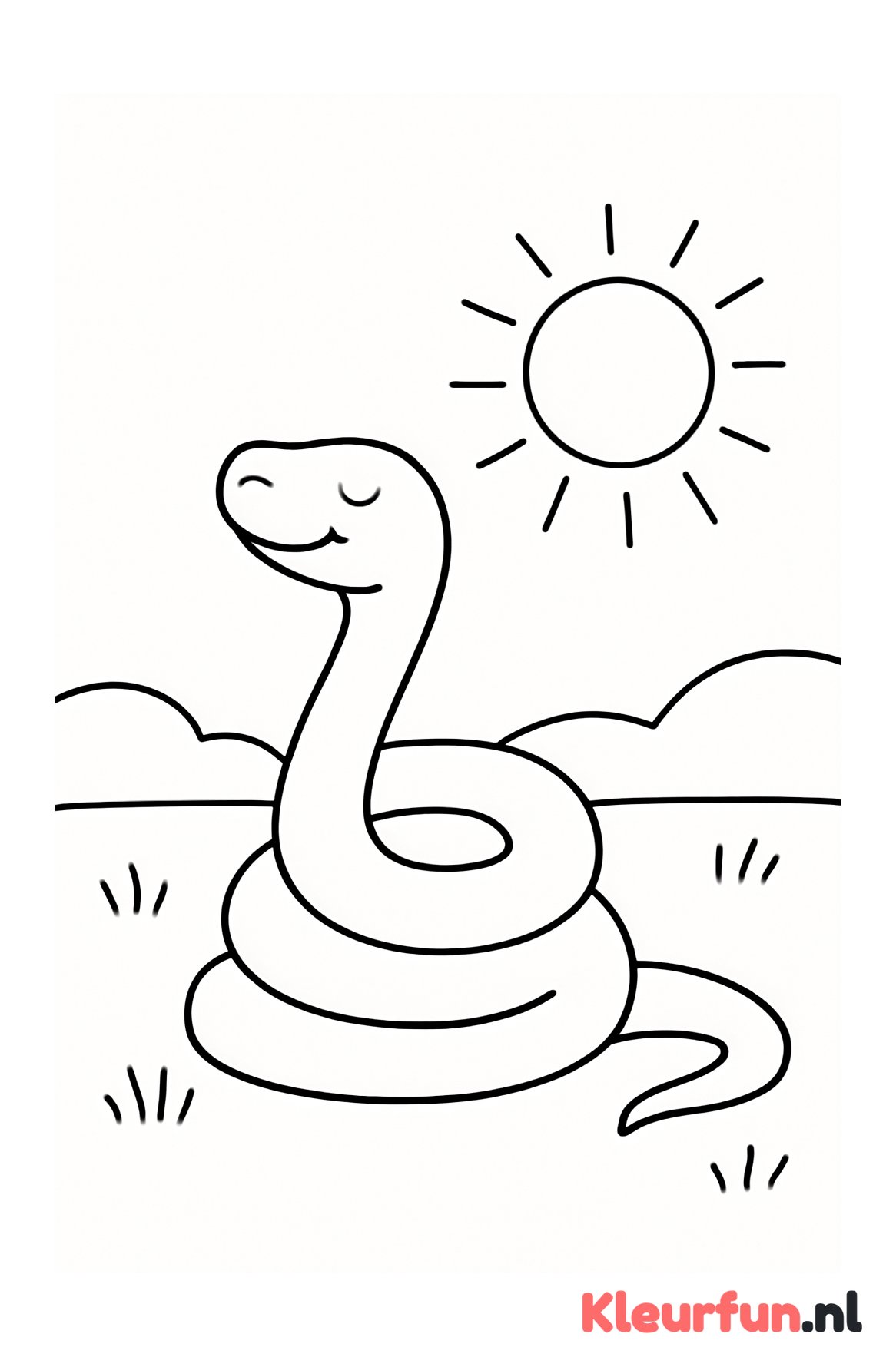 Slang in de zon uitgestrekt