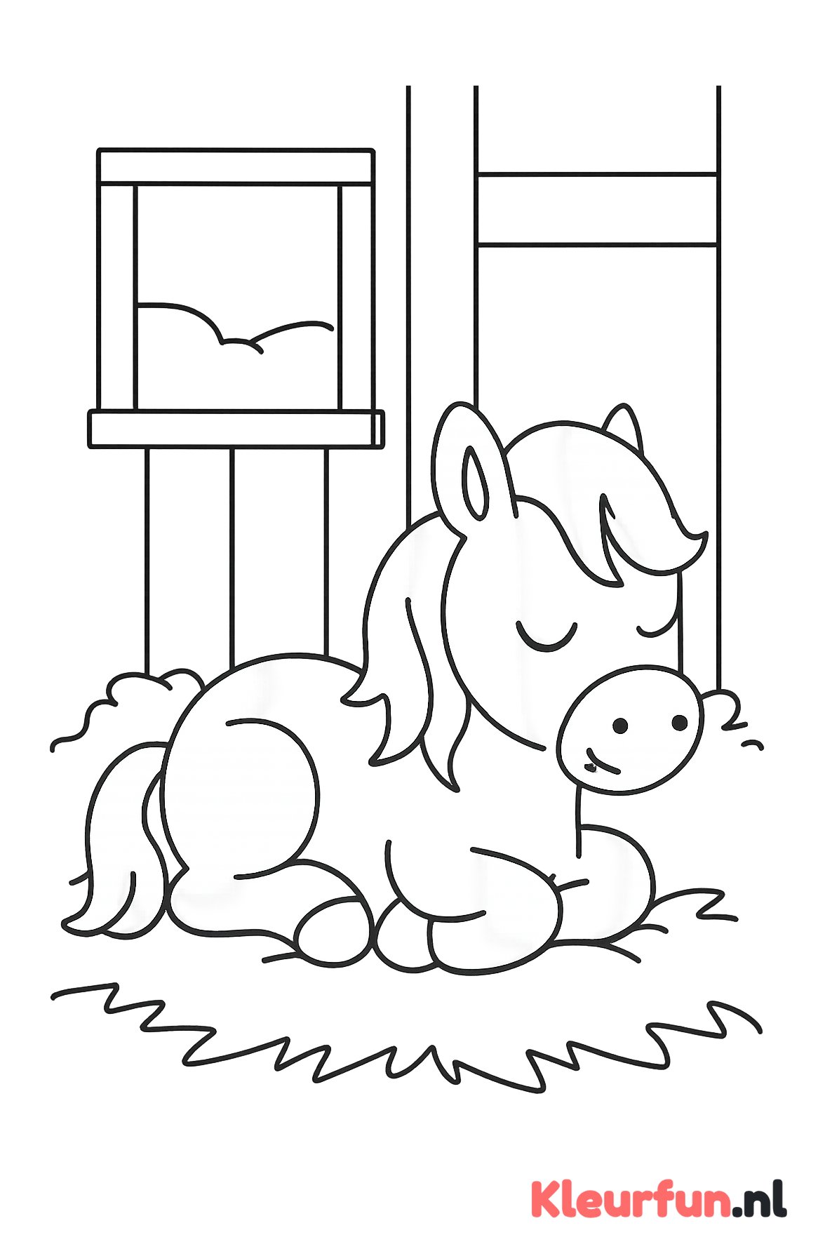 Slapende pony in de stal