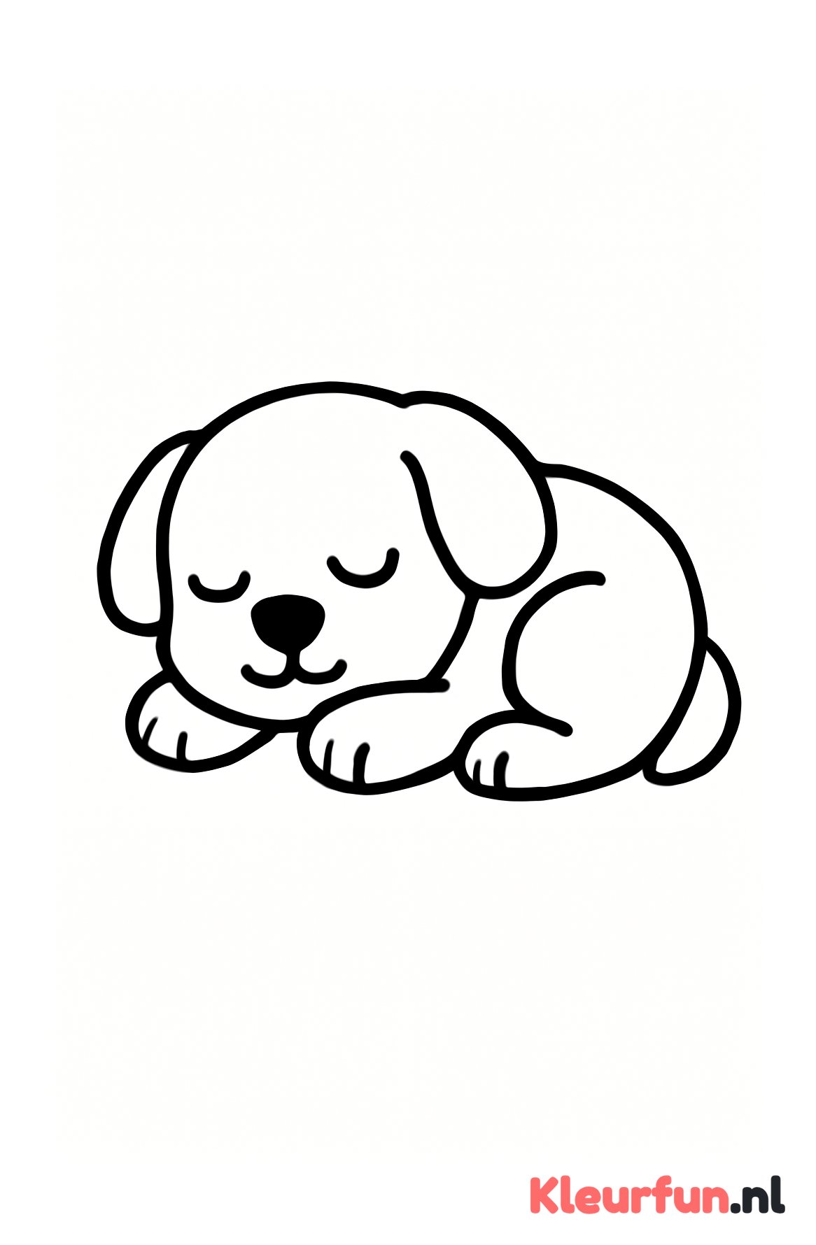 Slapende puppy, eenvoudige tekening