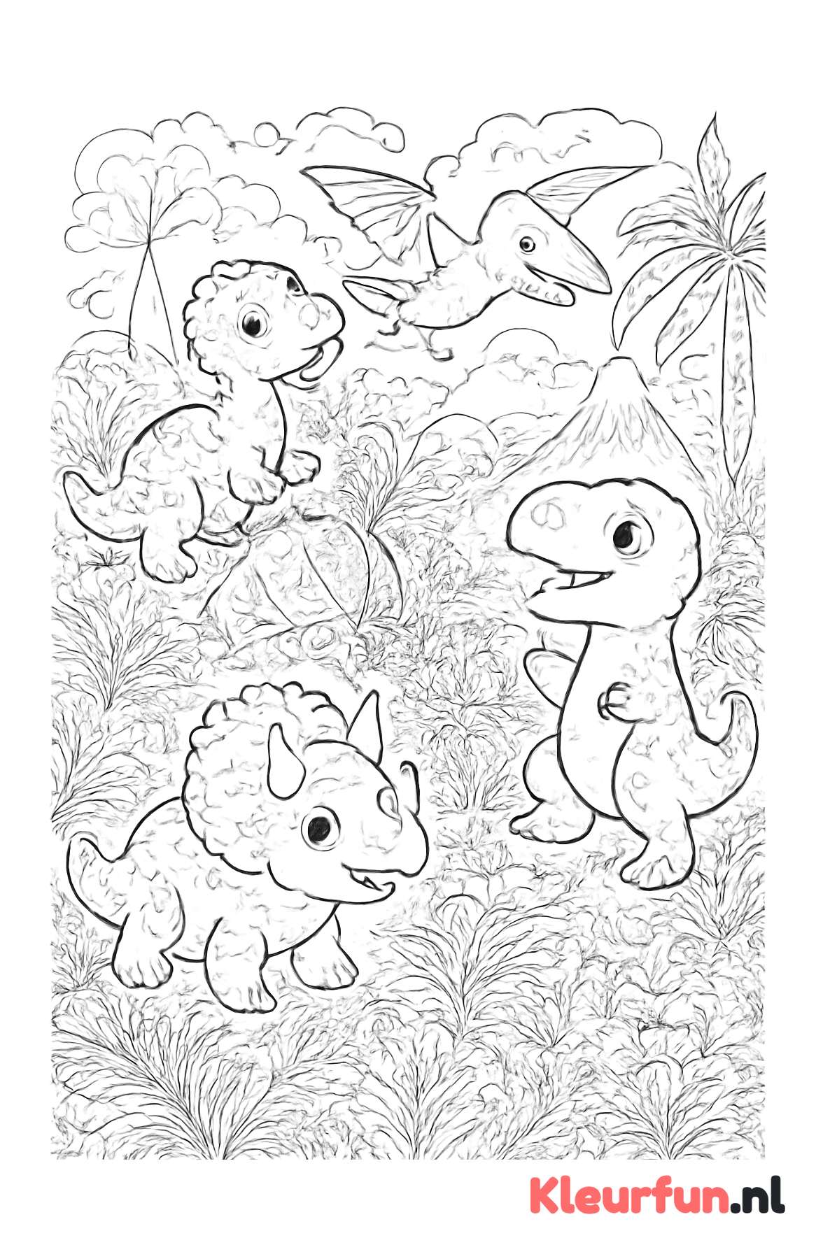 Speelse groep schattige dino’s