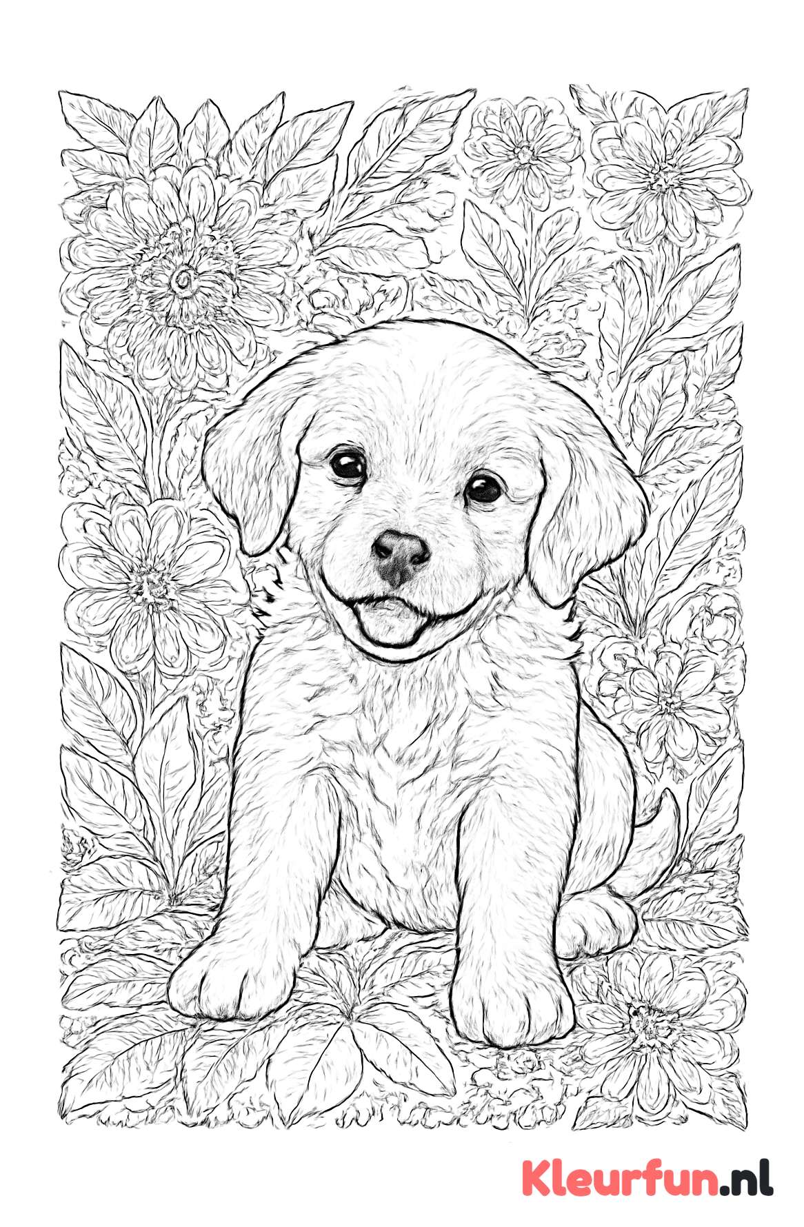 Speelse puppy in de tuin