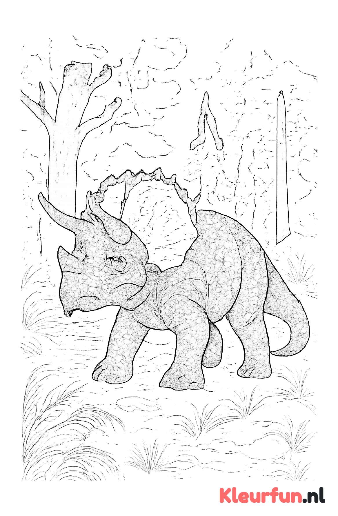 Stoere Triceratops in het prehistorisch bos