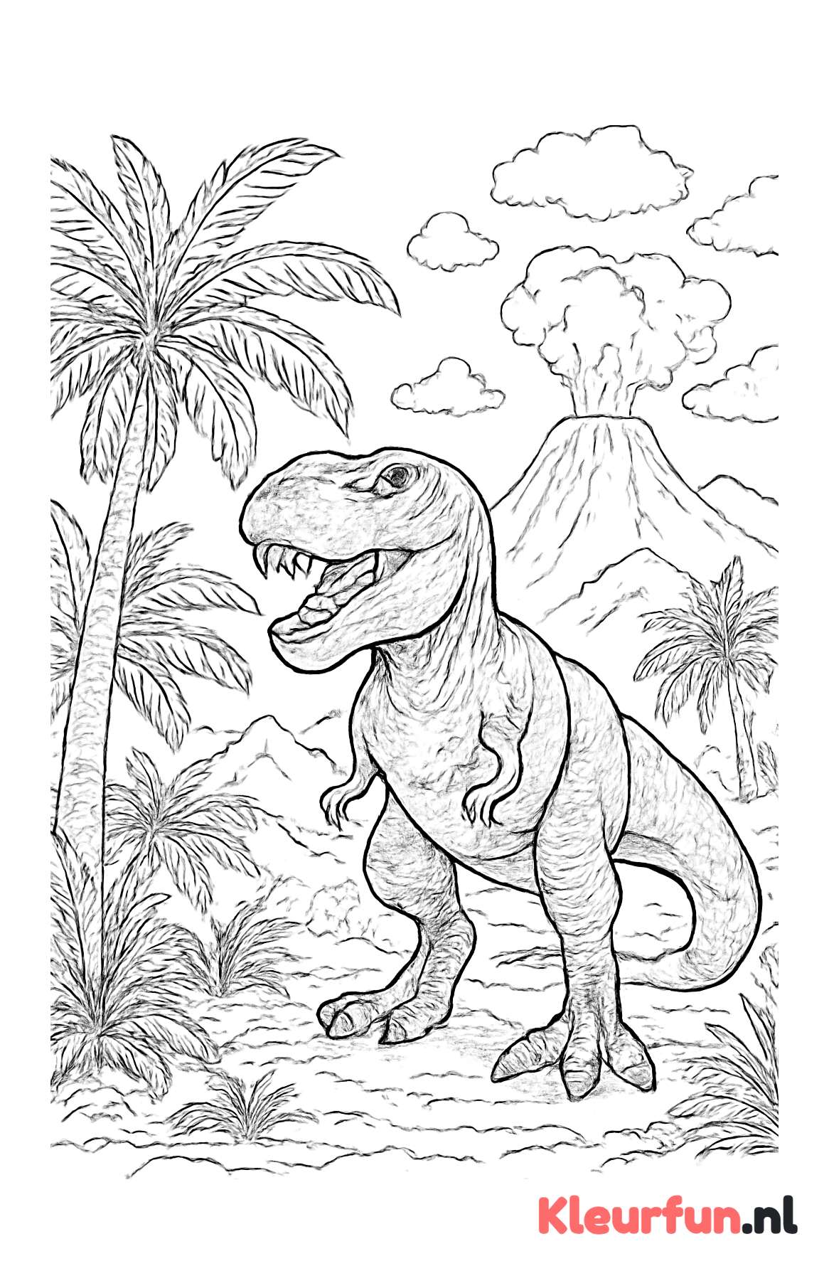 Imposante T-Rex in prehistorisch landschap